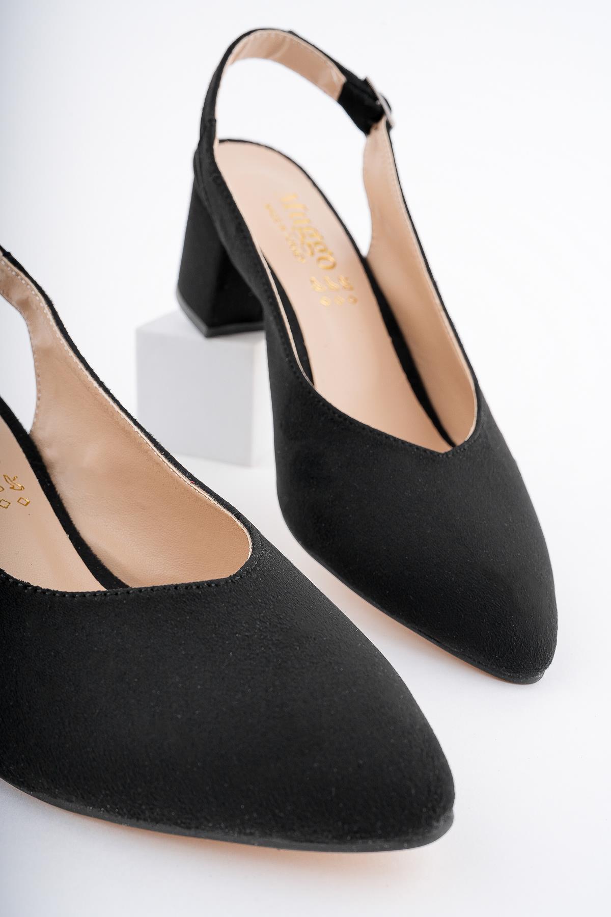 W0711 Garantili Kadın Arkası Açık Klasik Günlük Tarz Şık ve Rahat Topuklu Ayakkabı - Görsel 6