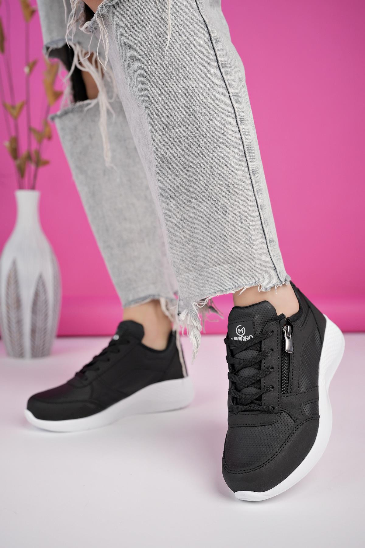 ASİA Garantili Kadın Ortopedik Günlük Bağcıklı Yandan Fermuarlı Rahat Sneaker Spor Ayakkabı - Görsel 3