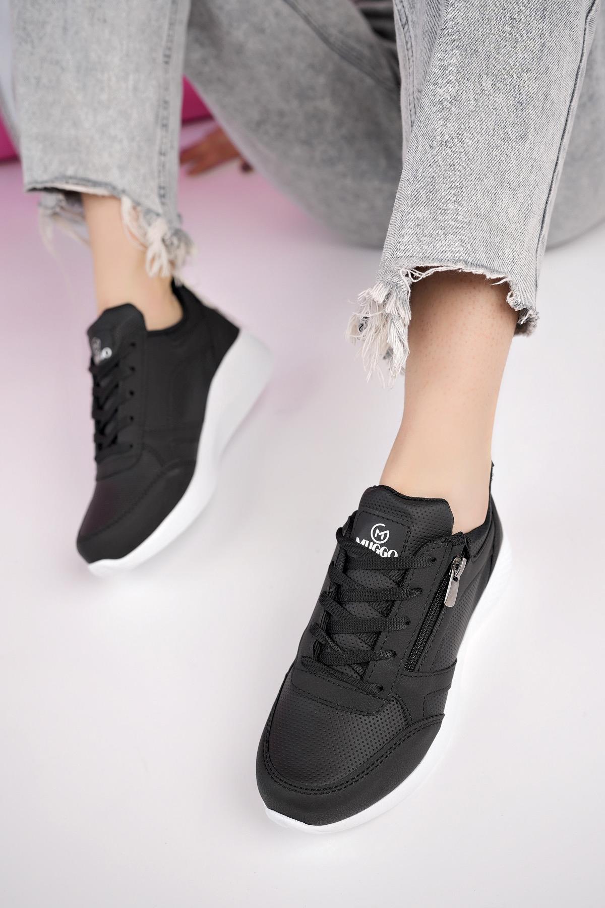 ASİA Garantili Kadın Ortopedik Günlük Bağcıklı Yandan Fermuarlı Rahat Sneaker Spor Ayakkabı - Görsel 5