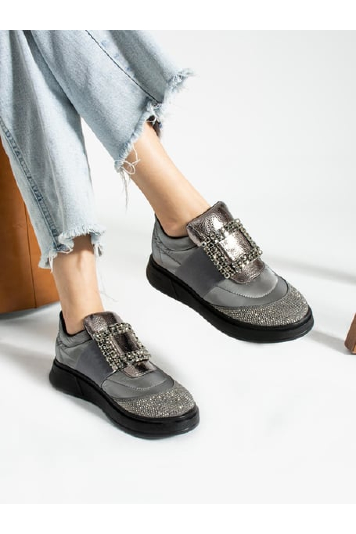 Taş Detay Sneakers Kadın Spor Ayakkabı - Görsel 3