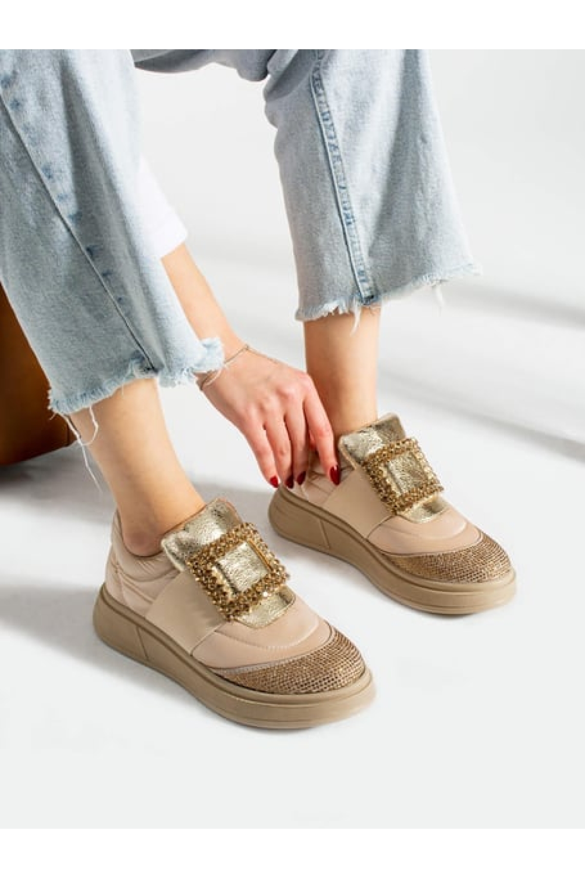 Taş Detay Sneakers Kadın Spor Ayakkabı - Görsel 2