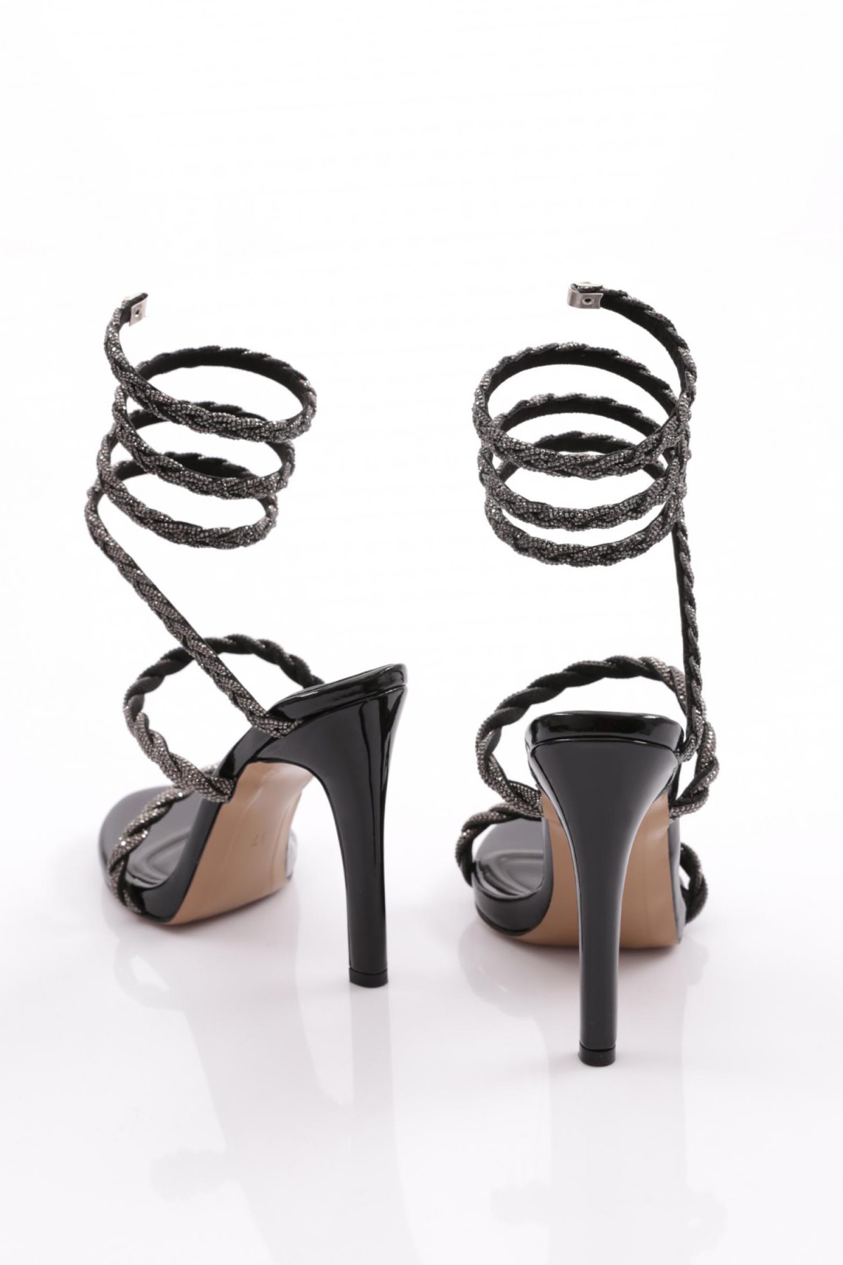 3050 Kadin Bileği İp Sarili Topuklu Abiye Ayakkabi - Görsel 4