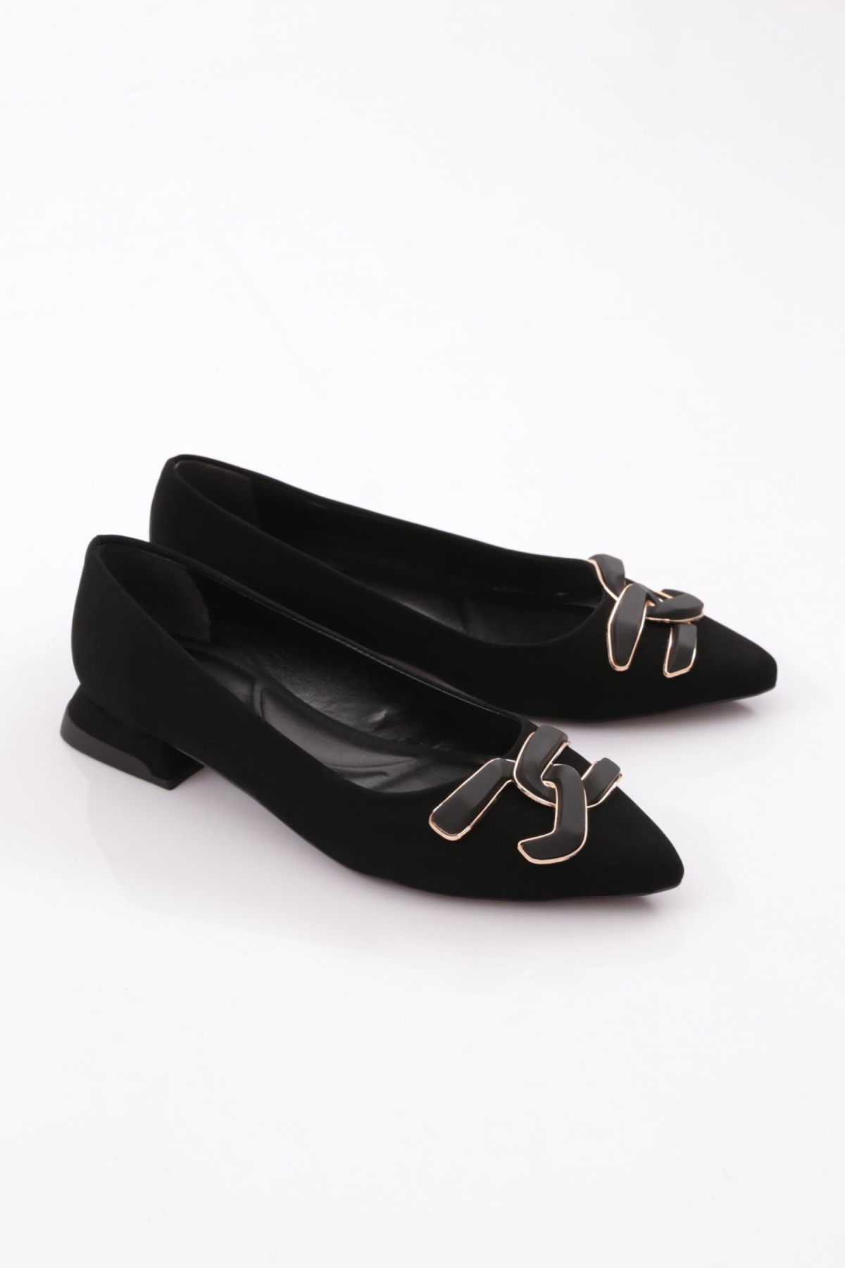 2606-23Y Kadin Sivri Burun Metal Tokali Babet - Görsel 3