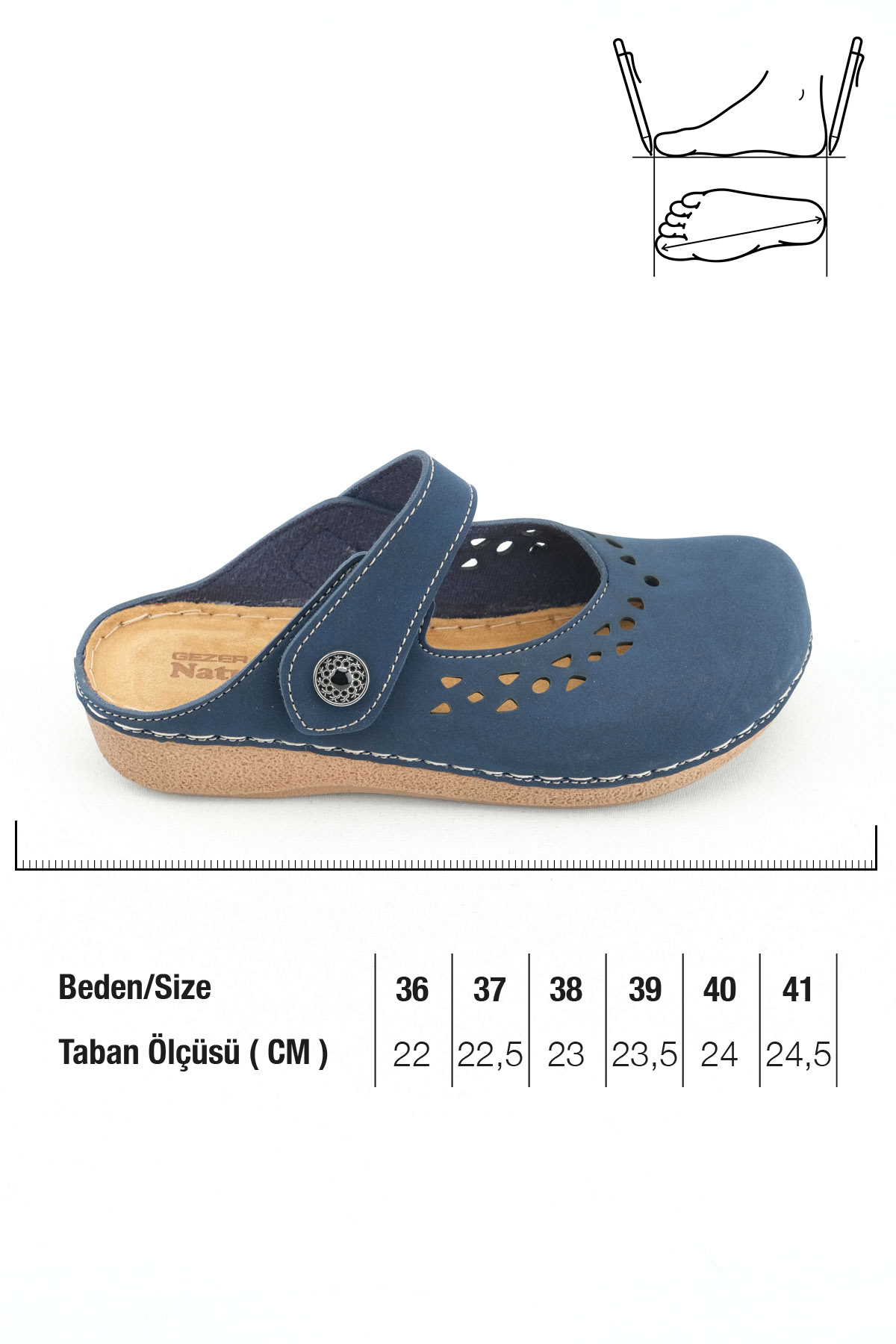 Yazlık Kadın İç Tabanı Hakiki Deri Cırt Cırtlı Terlik - Görsel 3