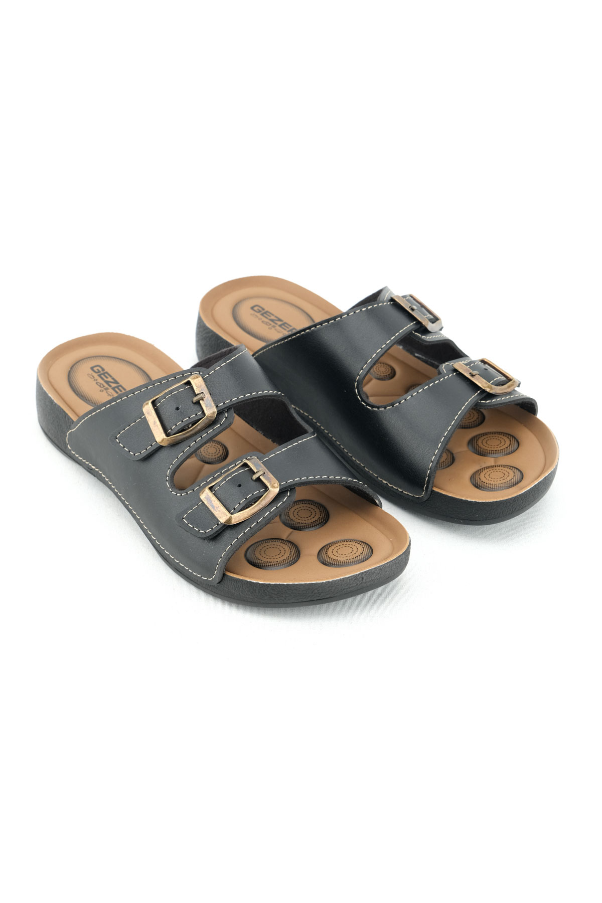 Yazlık Rahat Taban İki Toka Ayarlanabilir Suni Deri Günlük Kadın Terlik - Görsel 4