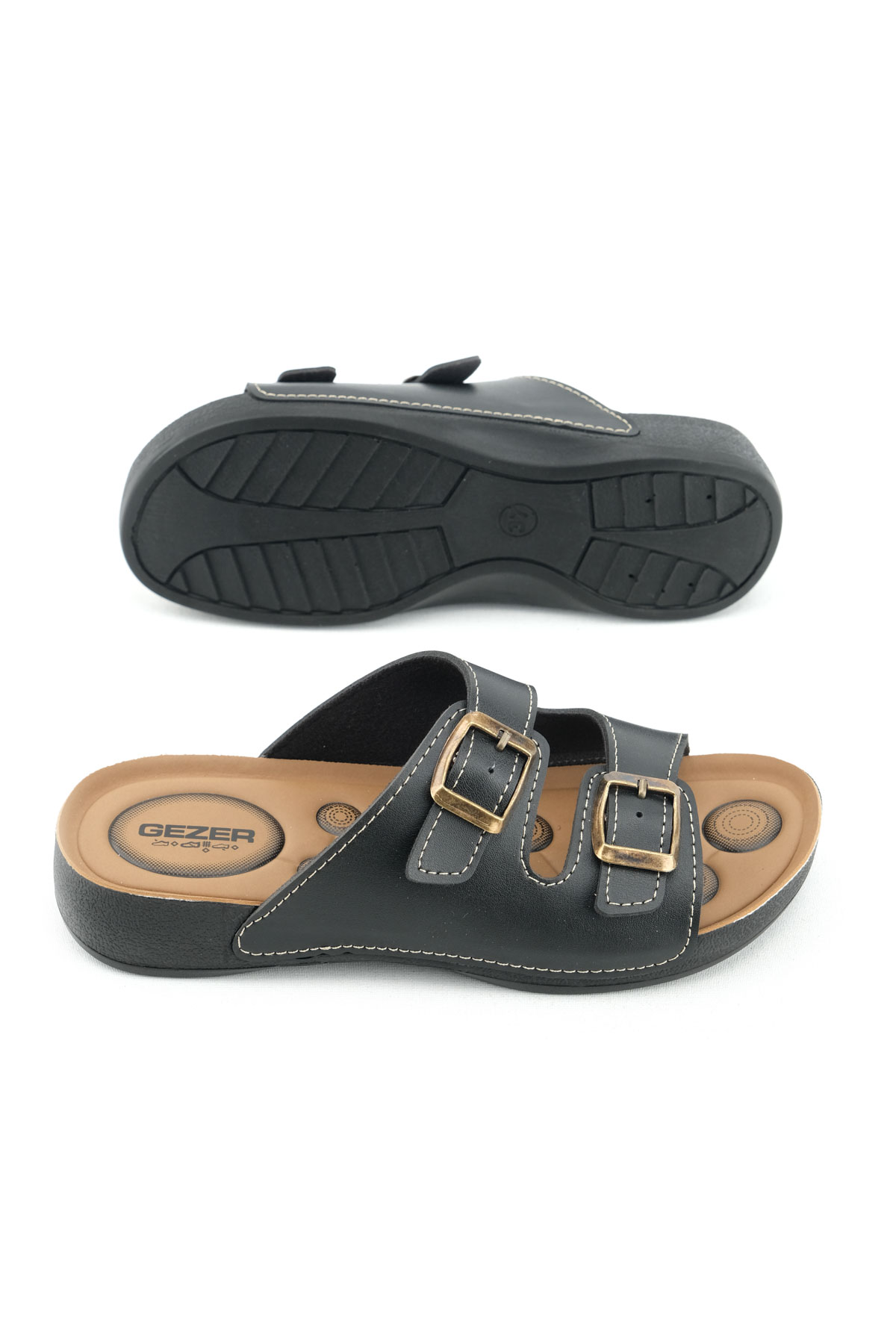 Yazlık Rahat Taban İki Toka Ayarlanabilir Suni Deri Günlük Kadın Terlik - Görsel 6