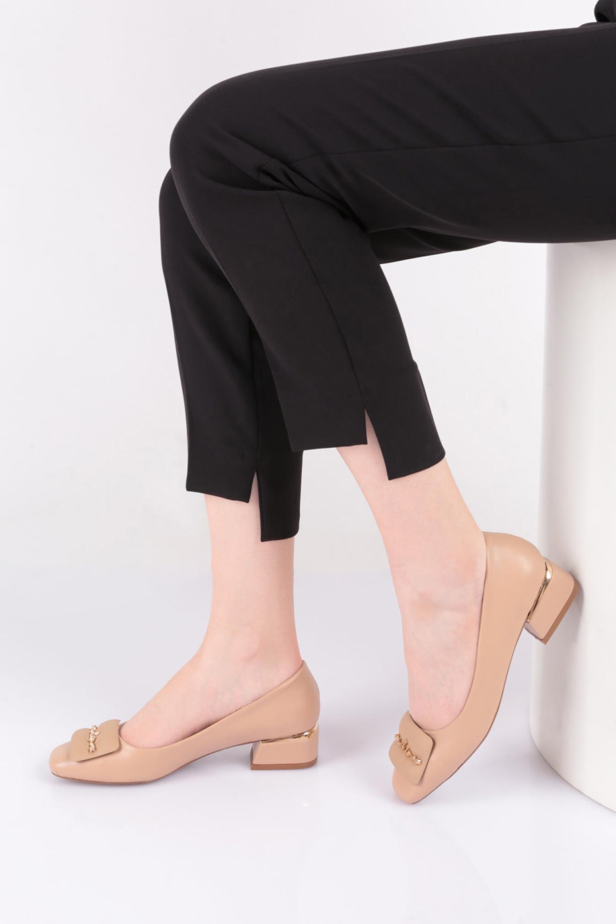 4886 Kadin Kare Tokali Topuklu Ayakkabi - Görsel 6