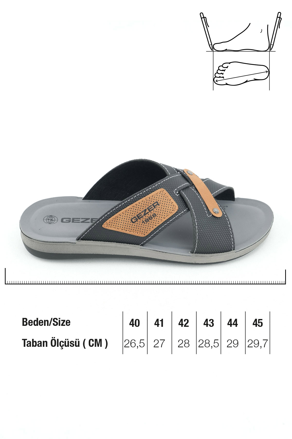 Gezer Gezer Siyah Yazlık Comfort Taban Sunir Deri Erkek Terlik Flo'da! Siyah - 3. görsel