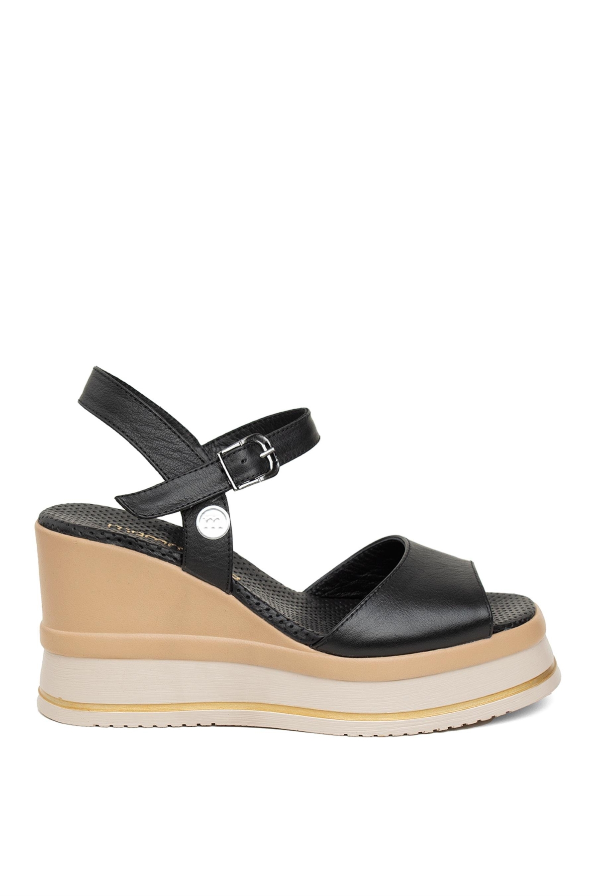 D24YS-1495 Kadın Dolgu Topuk Sandalet Siyah - Görsel 2