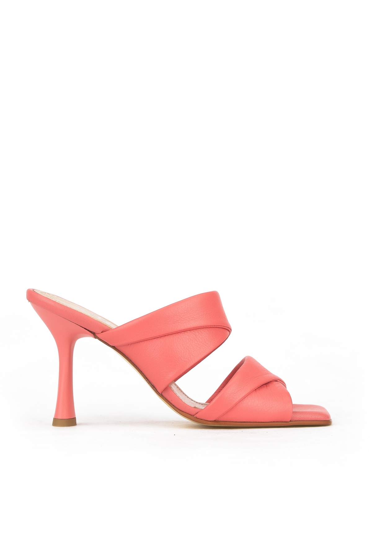 Kadın Hakiki Deri Topuklu Terlik 1411003Z2433 Mercan - Görsel 2