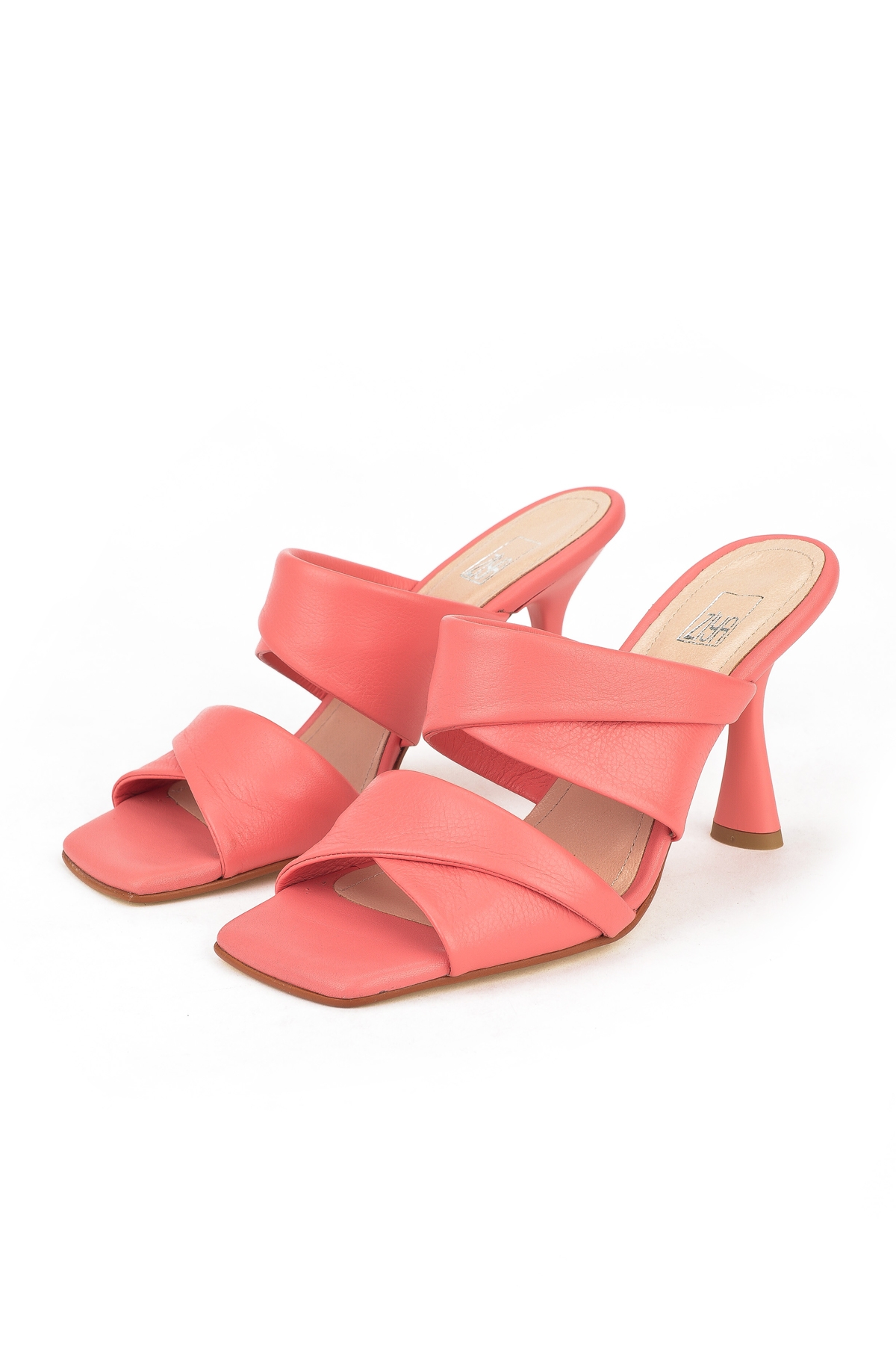 Kadın Hakiki Deri Topuklu Terlik 1411003Z2433 Mercan - Görsel 6