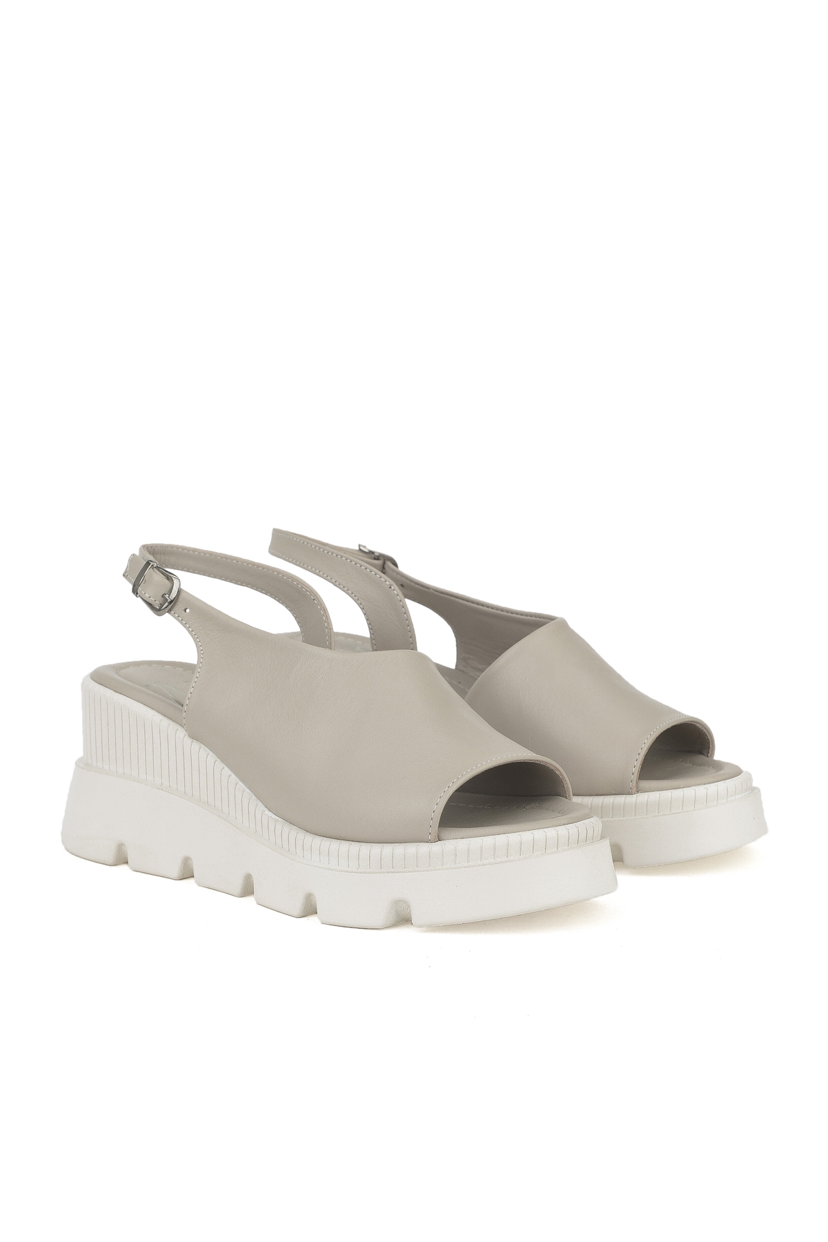 Kadın Hakiki Deri Dolgu Topuk Sandalet 1411020Z2008 Silver - Görsel 3