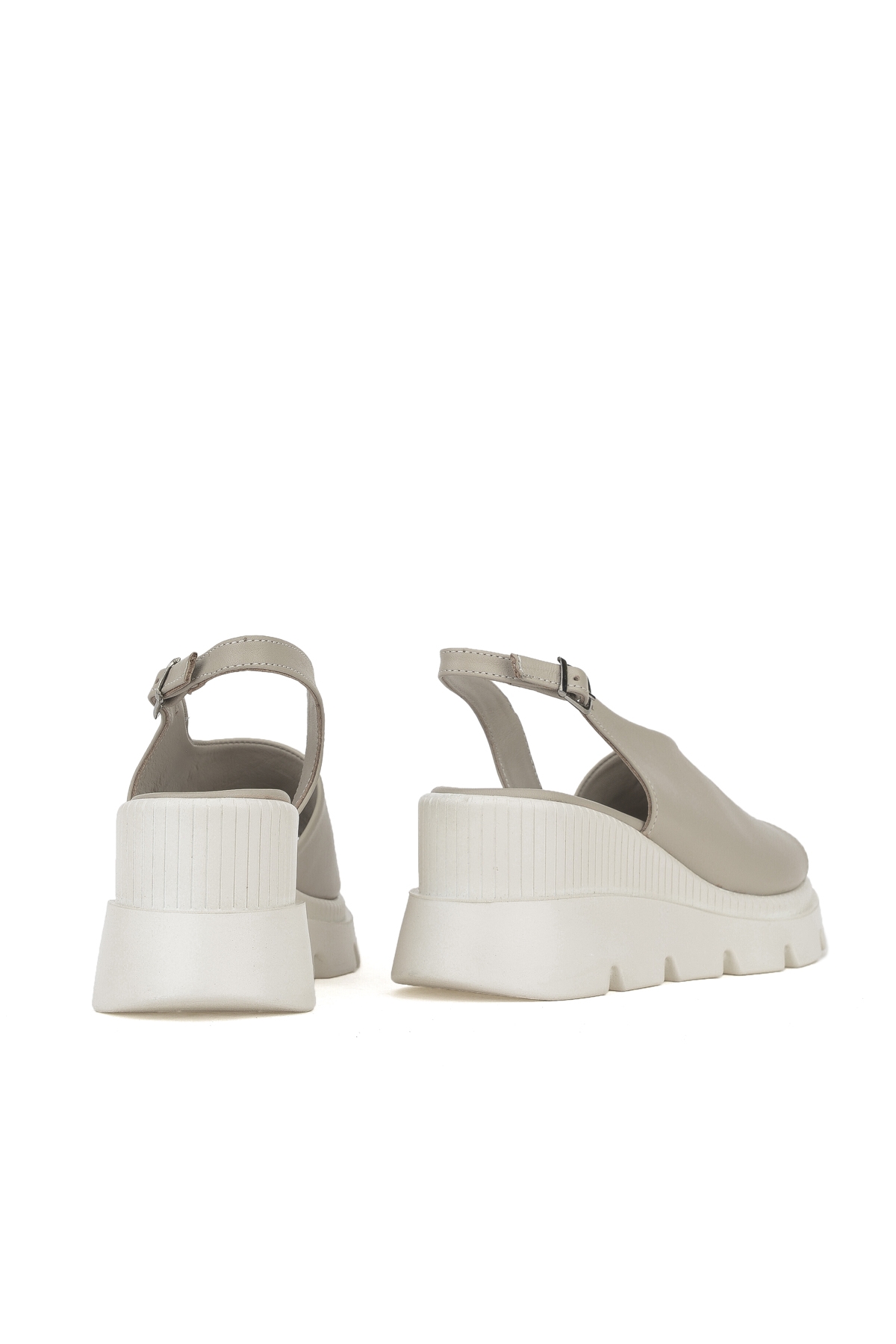 Kadın Hakiki Deri Dolgu Topuk Sandalet 1411020Z2008 Silver - Görsel 4