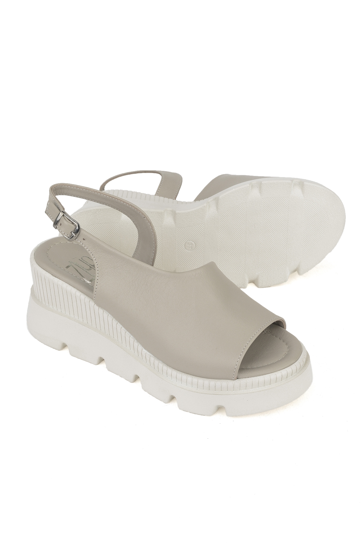 Kadın Hakiki Deri Dolgu Topuk Sandalet 1411020Z2008 Silver - Görsel 5