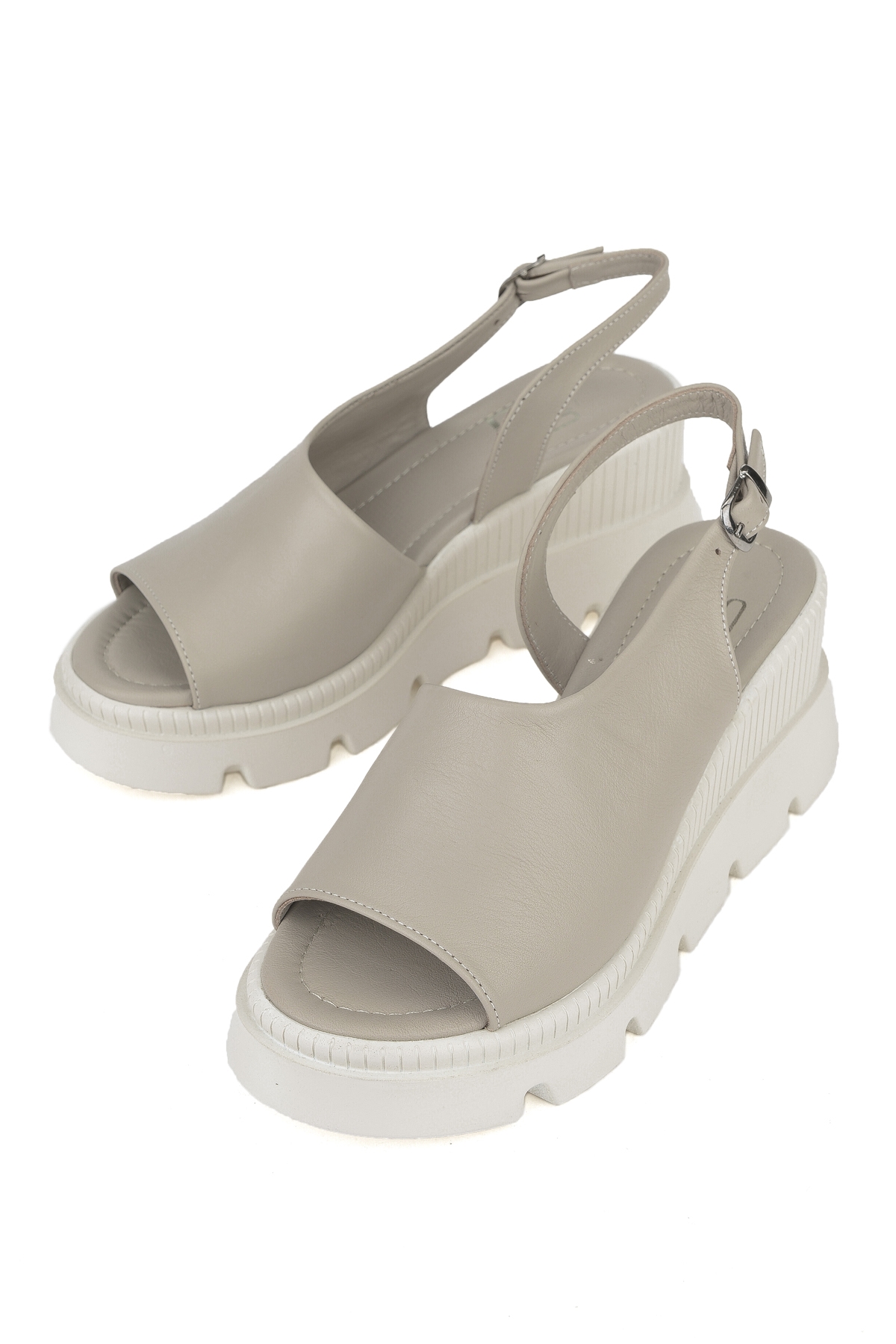 Kadın Hakiki Deri Dolgu Topuk Sandalet 1411020Z2008 Silver - Görsel 6