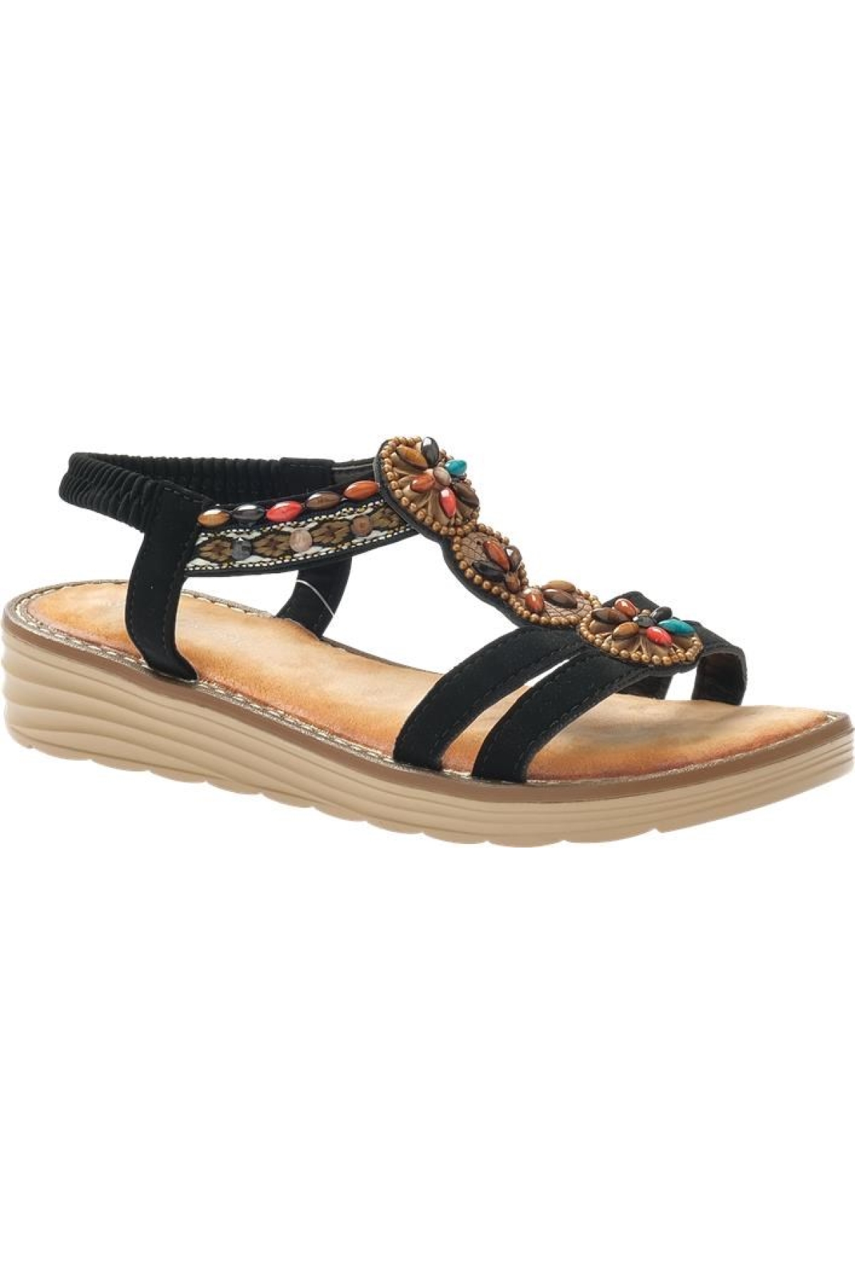 Kadın Boncuklu Aksesuarlı Rahat Yumuşak Taban Sandalet 9634 - Görsel 2