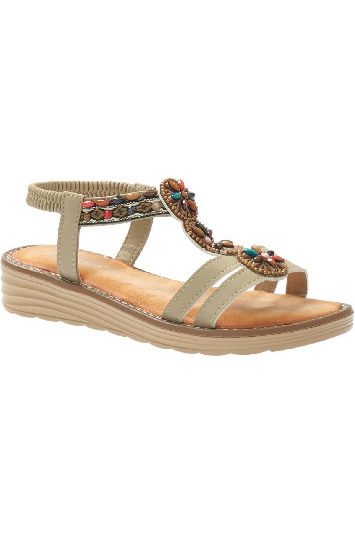 Kadın Boncuklu Aksesuarlı Rahat Yumuşak Taban Sandalet 9634 - Görsel 2
