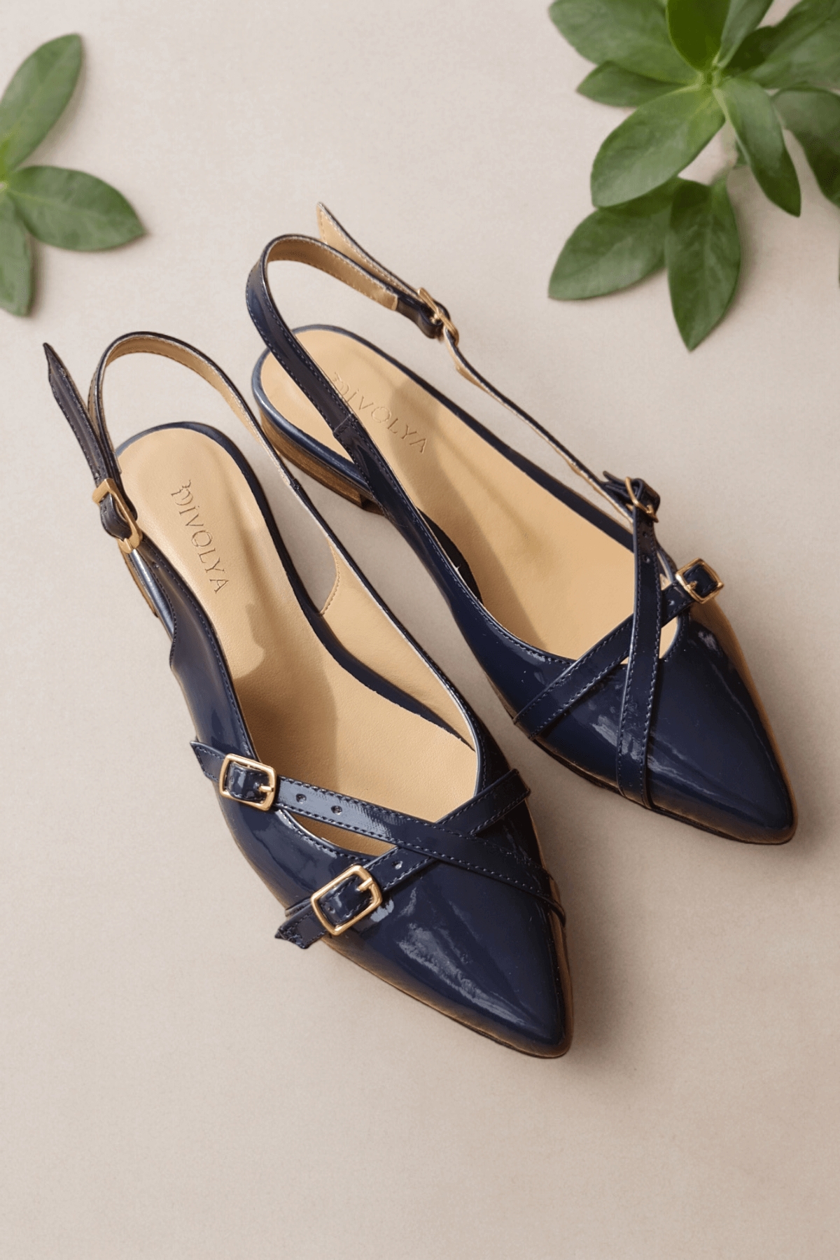 Pably Lacivert Rugan ( 2 cm Topuklu ) Sivri Burun Ayakkabı - Görsel 2
