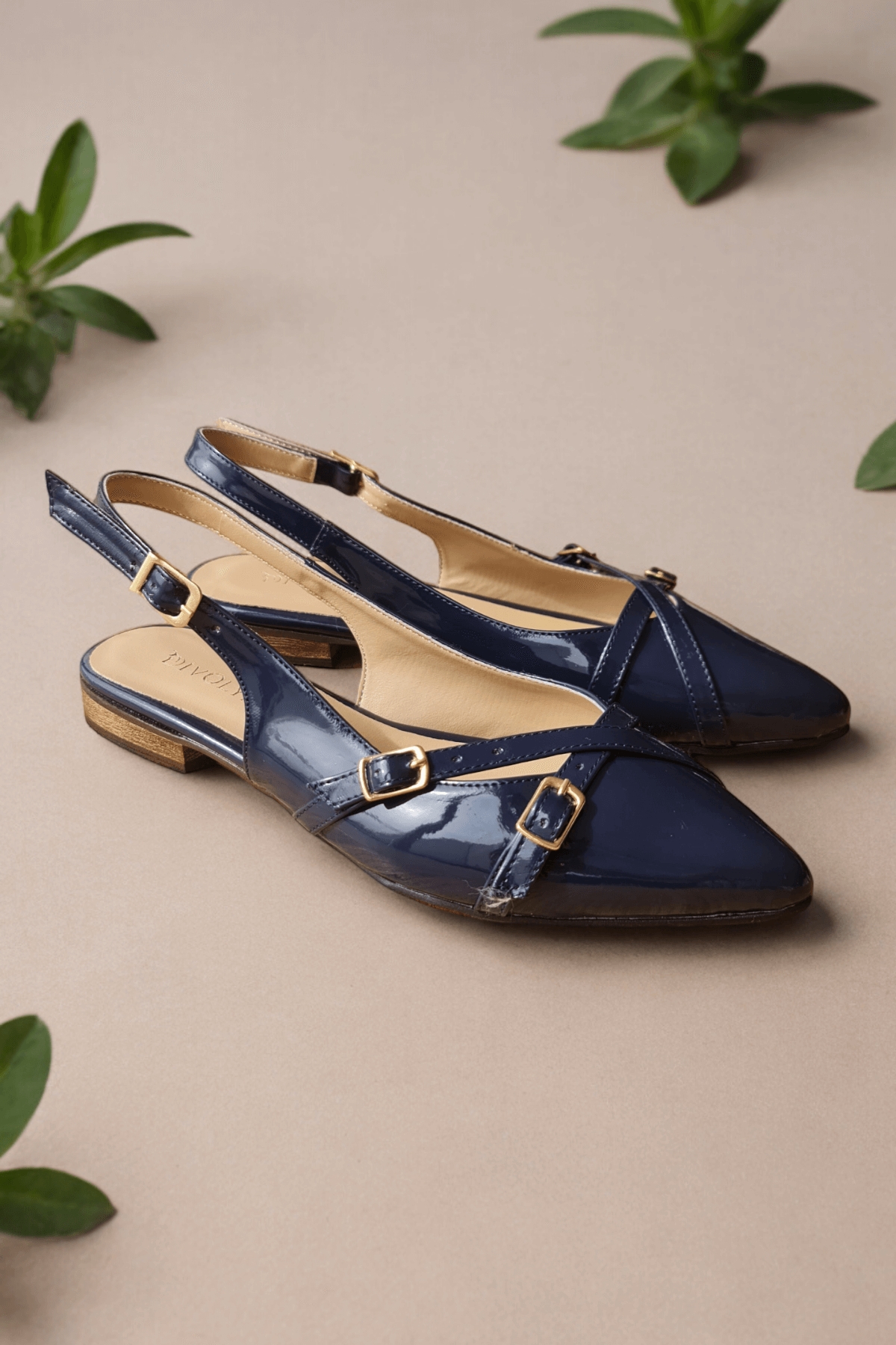 Pably Lacivert Rugan ( 2 cm Topuklu ) Sivri Burun Ayakkabı - Görsel 3
