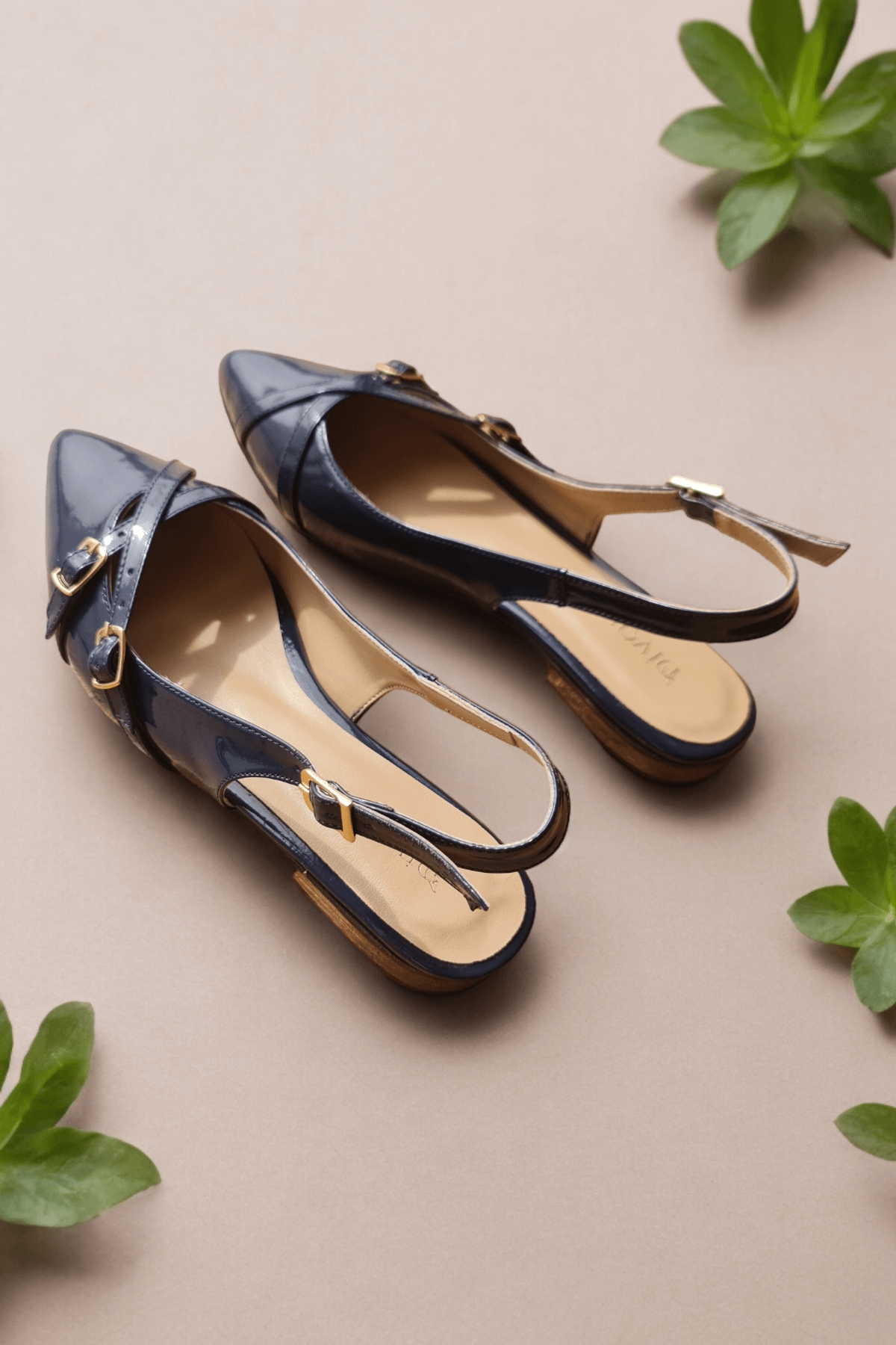 Pably Lacivert Rugan ( 2 cm Topuklu ) Sivri Burun Ayakkabı - Görsel 4