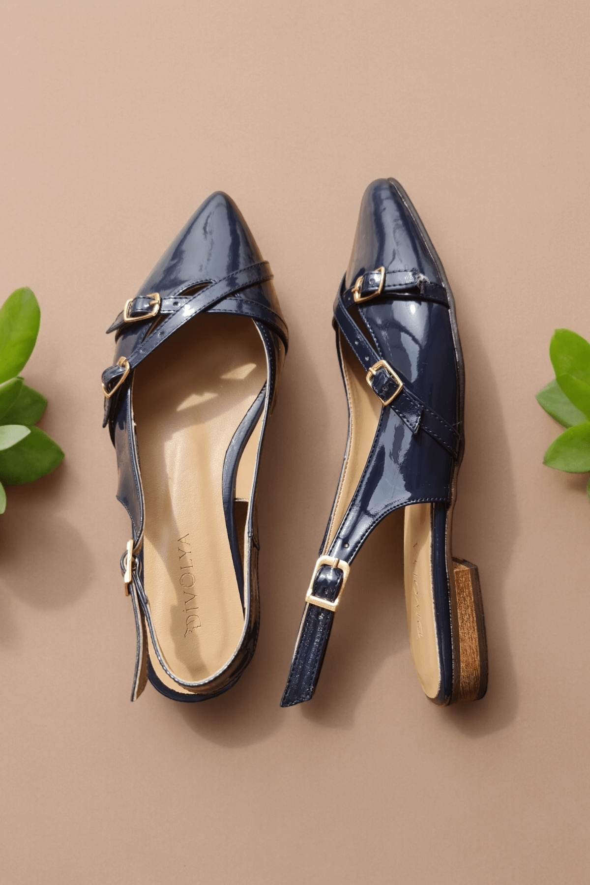 Pably Lacivert Rugan ( 2 cm Topuklu ) Sivri Burun Ayakkabı - Görsel 5
