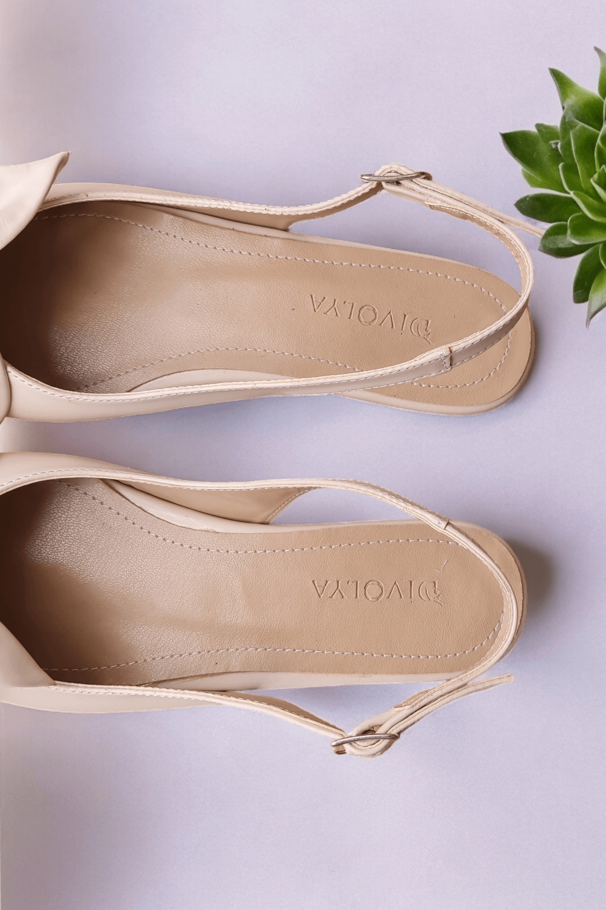 Nunka Bej Fiyonklu (2 cm Topuklu) Bilekten Bantlı Sivri Burun Günlük Babet - Görsel 7