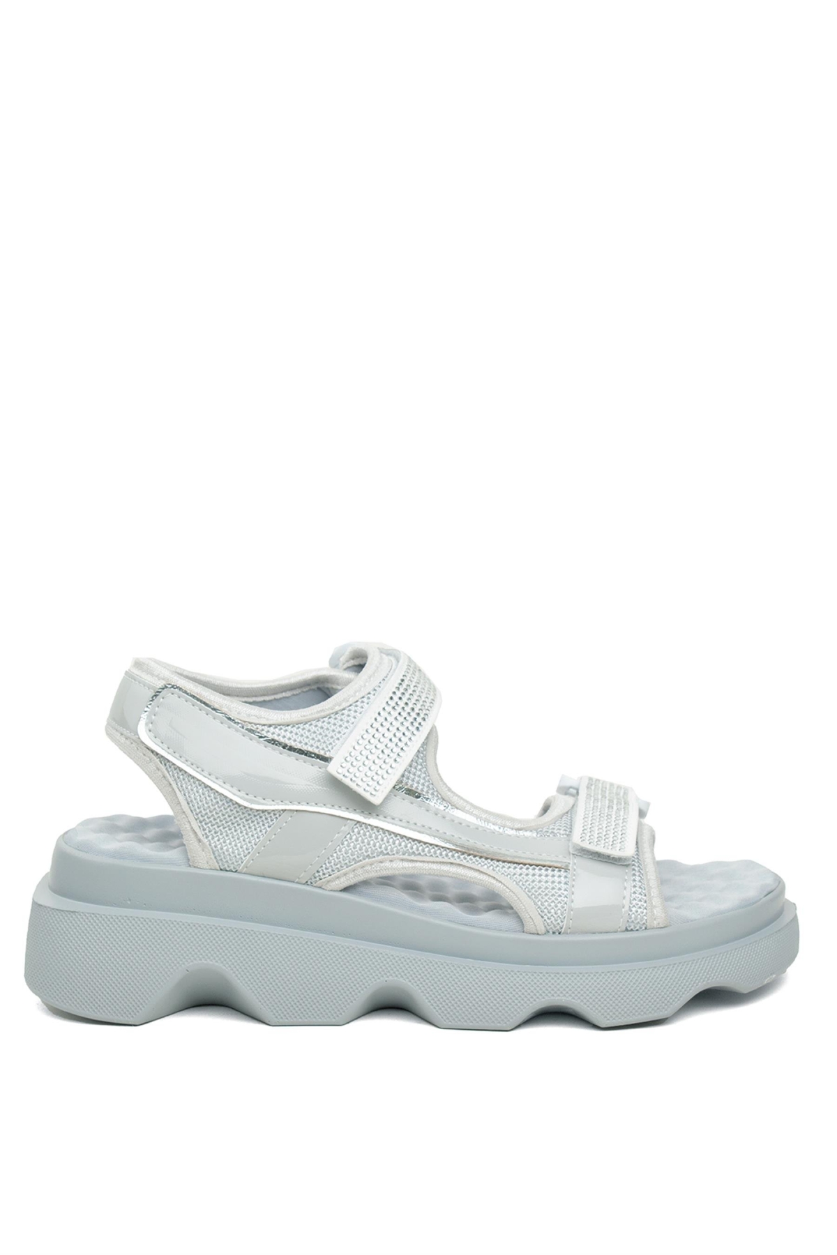 Zeyn 7901C Kadın Dolgu Topuk Sandalet Gri - Görsel 2