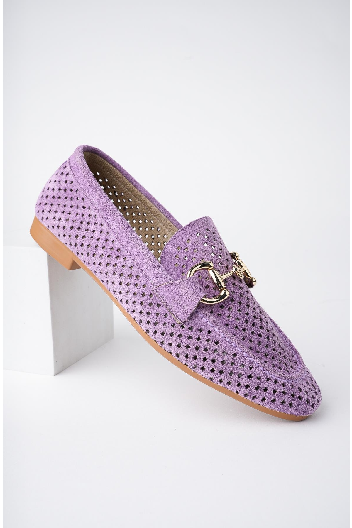 PHUKET Garantili Metal Tokalı Lazerli Nefes Alabilen Deri Kadın Loafer Günlük Ayakkabı - Görsel 8