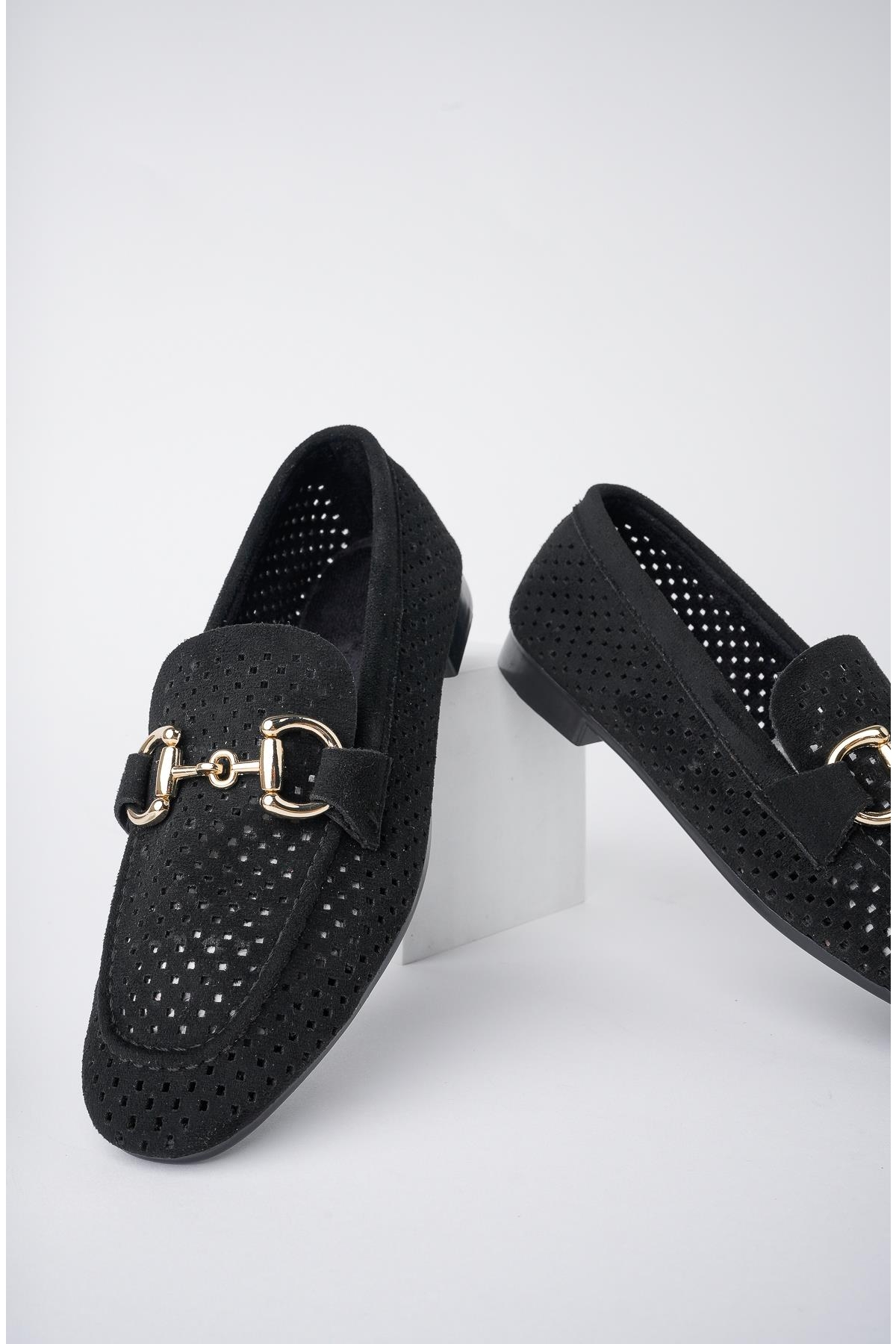 PHUKET Garantili Metal Tokalı Lazerli Nefes Alabilen Deri Kadın Loafer Günlük Ayakkabı - Görsel 8