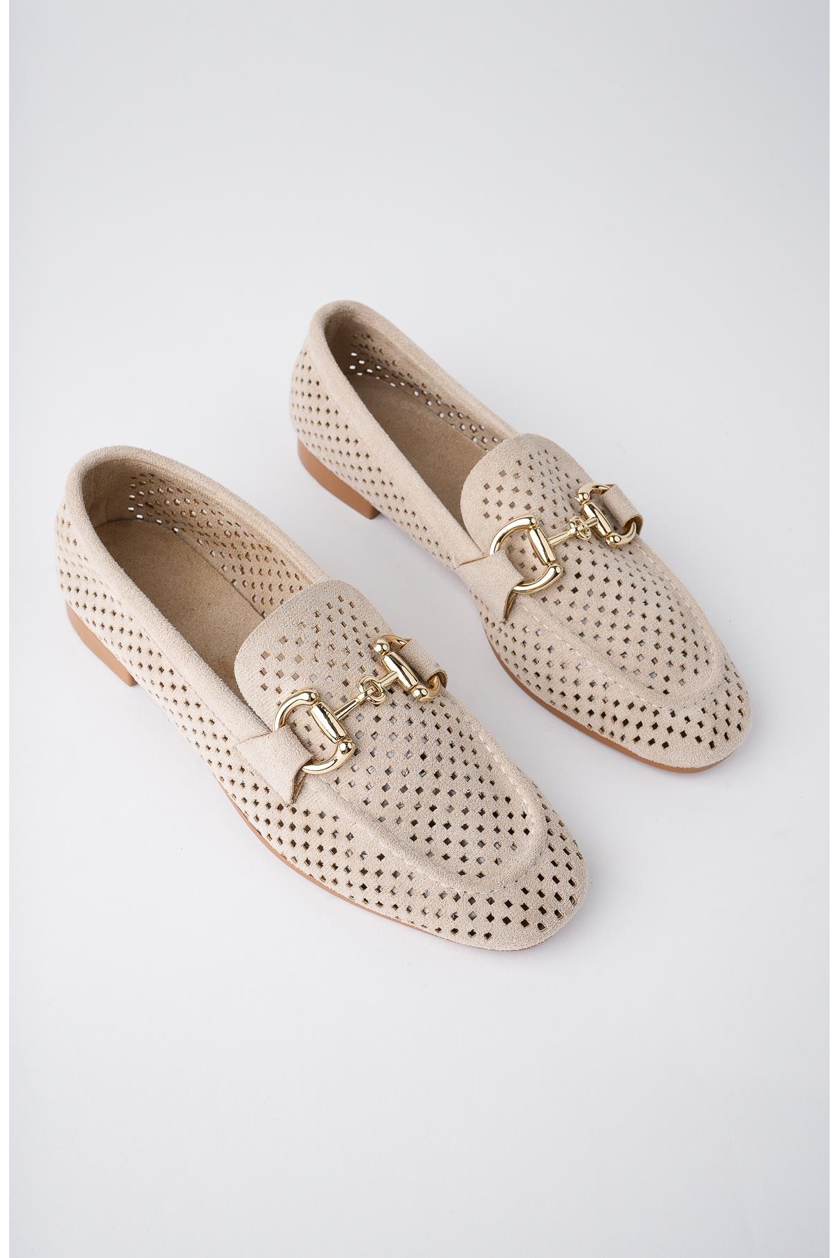 PHUKET Garantili Metal Tokalı Lazerli Nefes Alabilen Deri Kadın Loafer Günlük Ayakkabı - Görsel 7