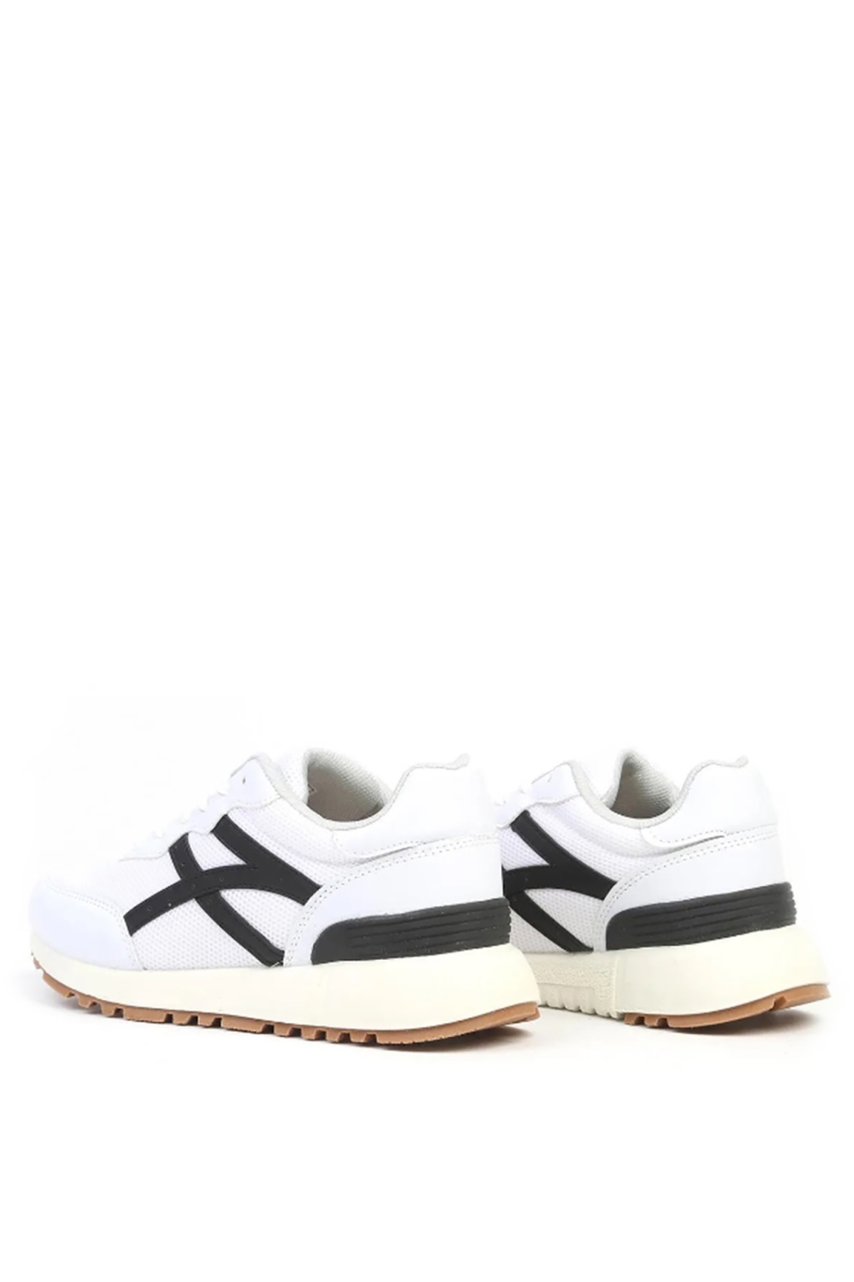 30984 Kadın Günlük Sneaker Ayakkabı Beyaz Siyah - Görsel 4