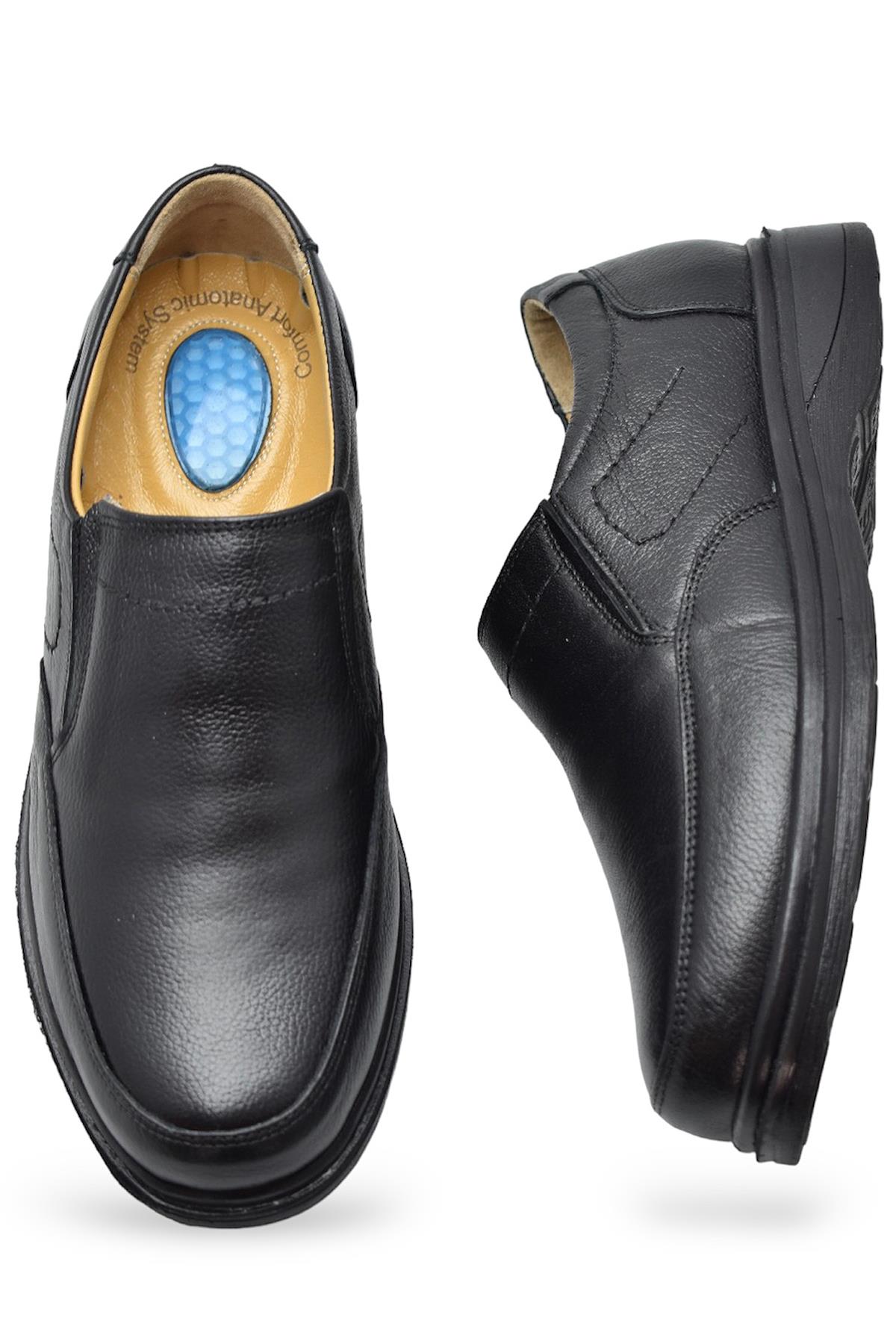 7878 Ortopedik Taban Siyah Hakiki Deri Erkek Ayakkabı Mevsimlik - Görsel 4