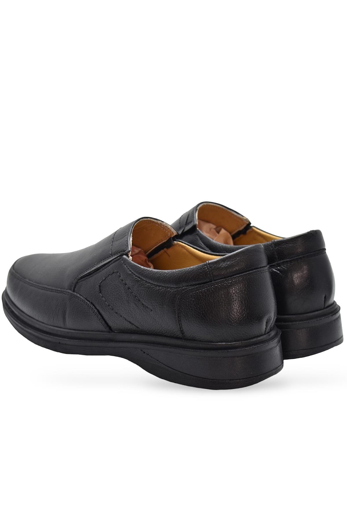 7878 Ortopedik Taban Siyah Hakiki Deri Erkek Ayakkabı Mevsimlik - Görsel 5