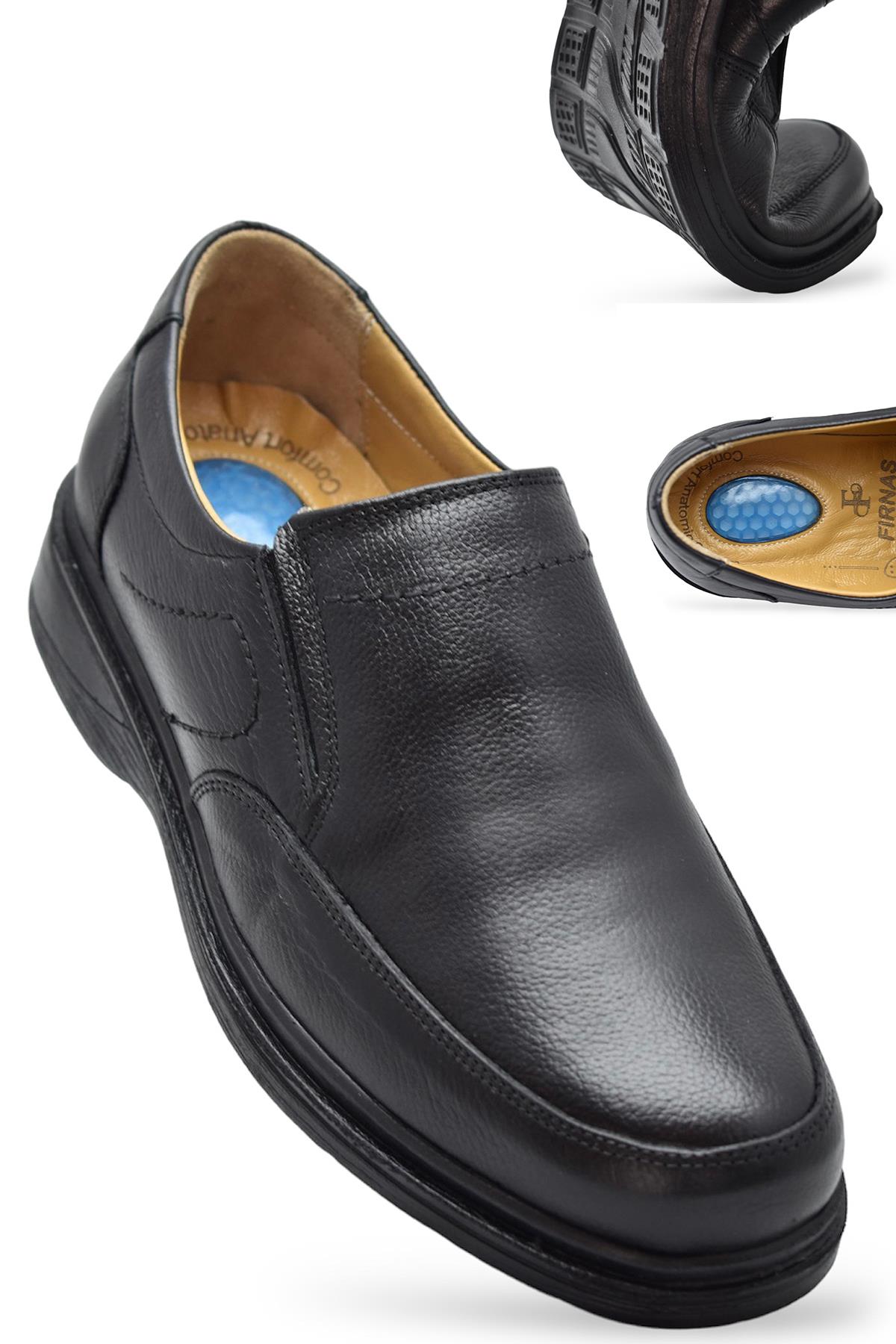 7878 Ortopedik Taban Siyah Hakiki Deri Erkek Ayakkabı Mevsimlik - Görsel 6