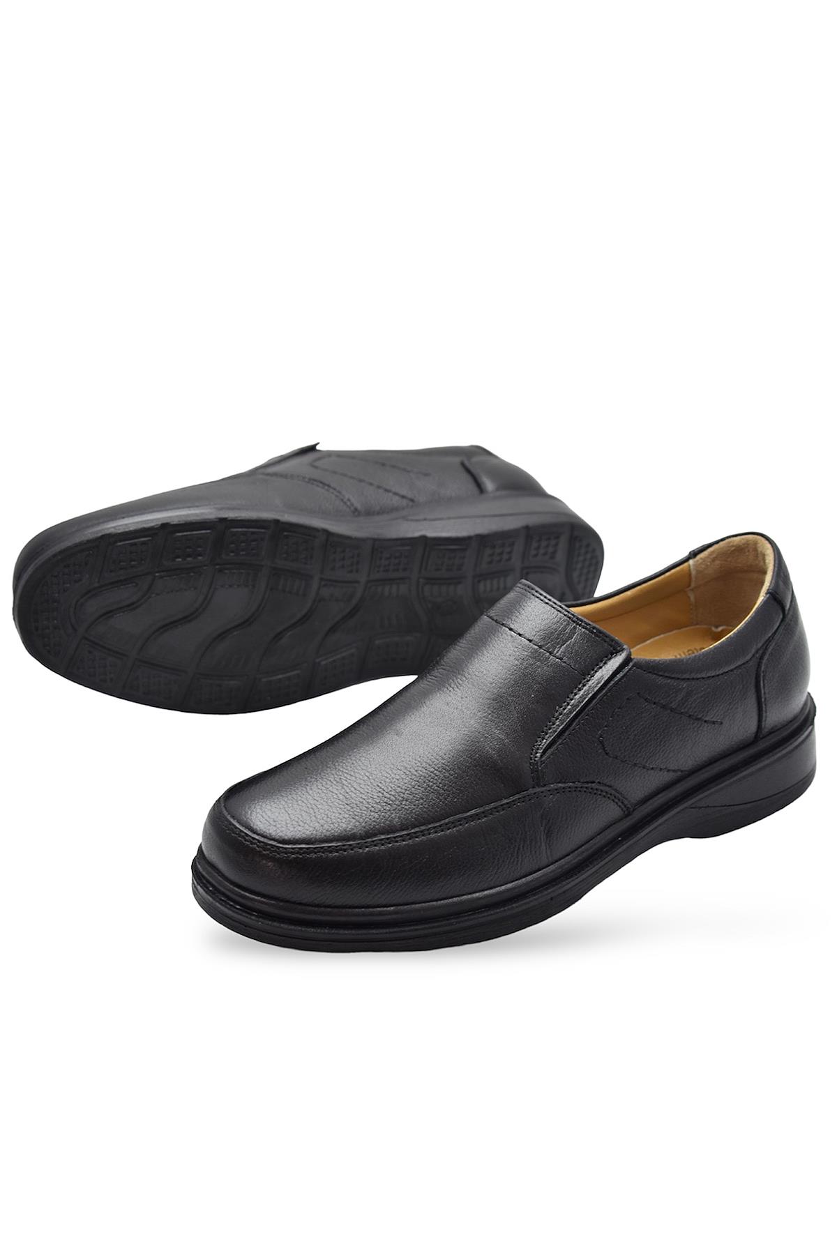 7878 Ortopedik Taban Siyah Hakiki Deri Erkek Ayakkabı Mevsimlik - Görsel 7