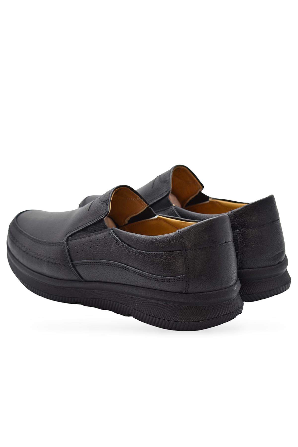 5884 Ortopedik Taban Siyah Hakiki Deri Erkek Ayakkabı Mevsimlik - Görsel 6