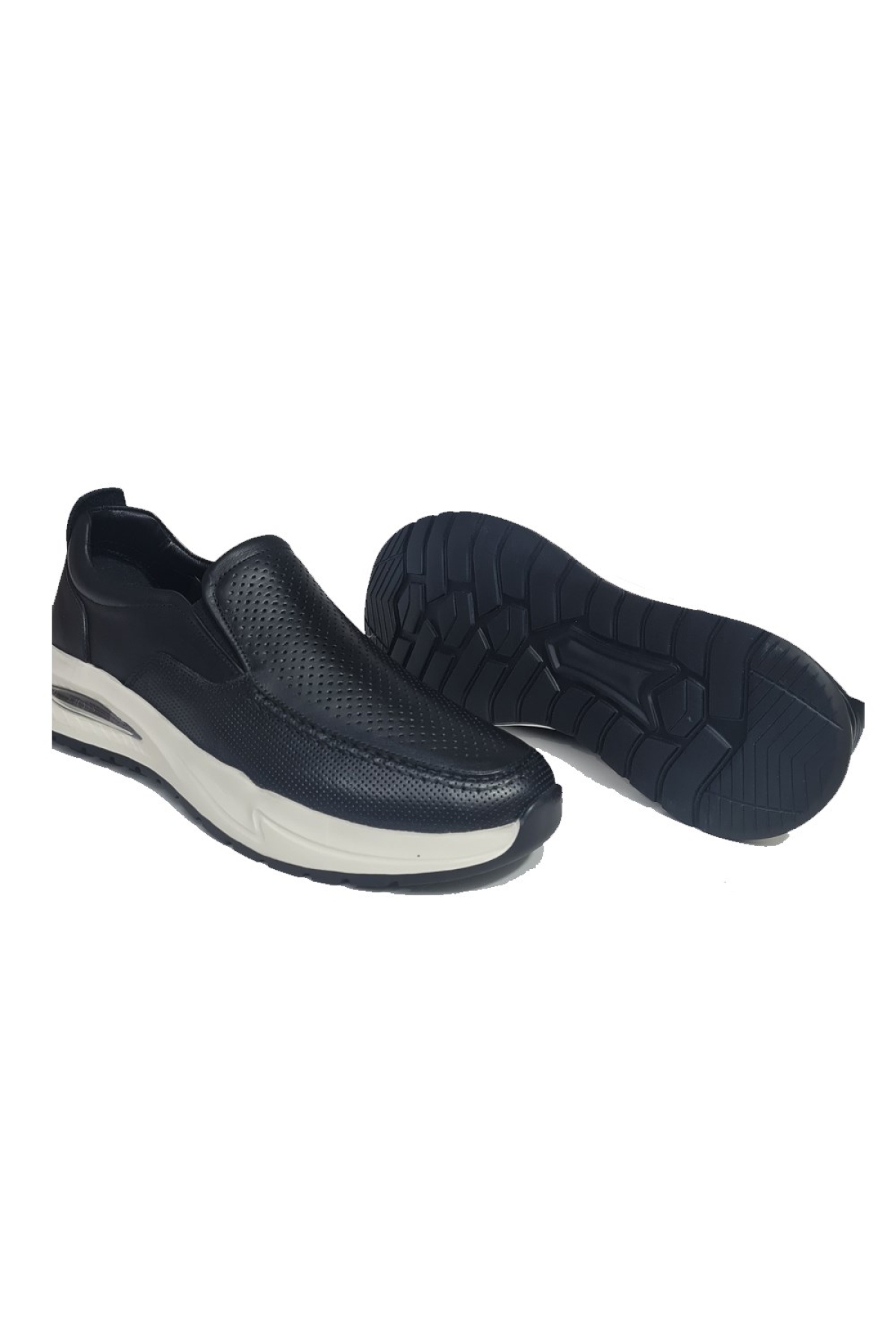 Bağsız Nokta Lazer Baskılı Kalın Taban Hakiki Deri Erkek Ayakkabı 19492 - Görsel 4