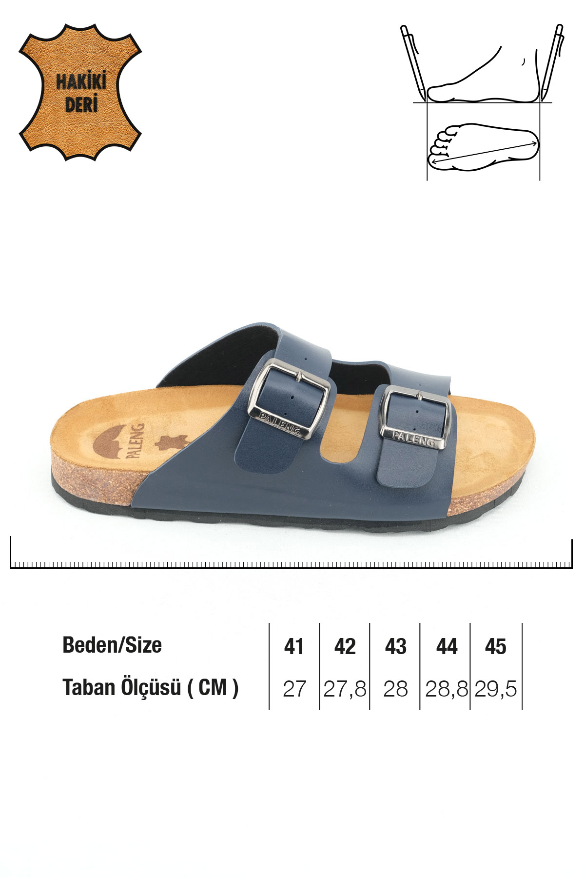 Paleng Gezer Mantar Taban Şiltesi Deri Erkek Terlik - Görsel 3