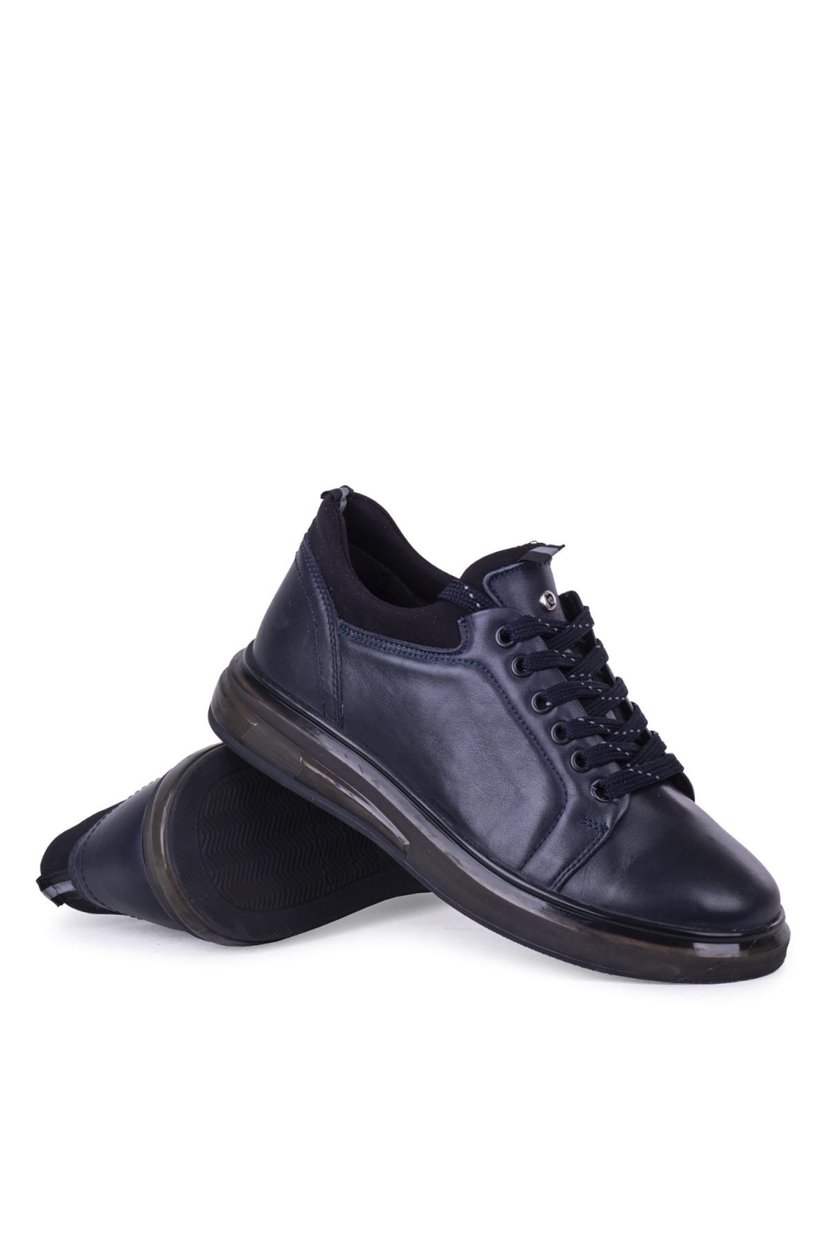 Yüksek Taban Hakiki Deri Klasik Erkek Ayakkabı Lacivert - Görsel 4