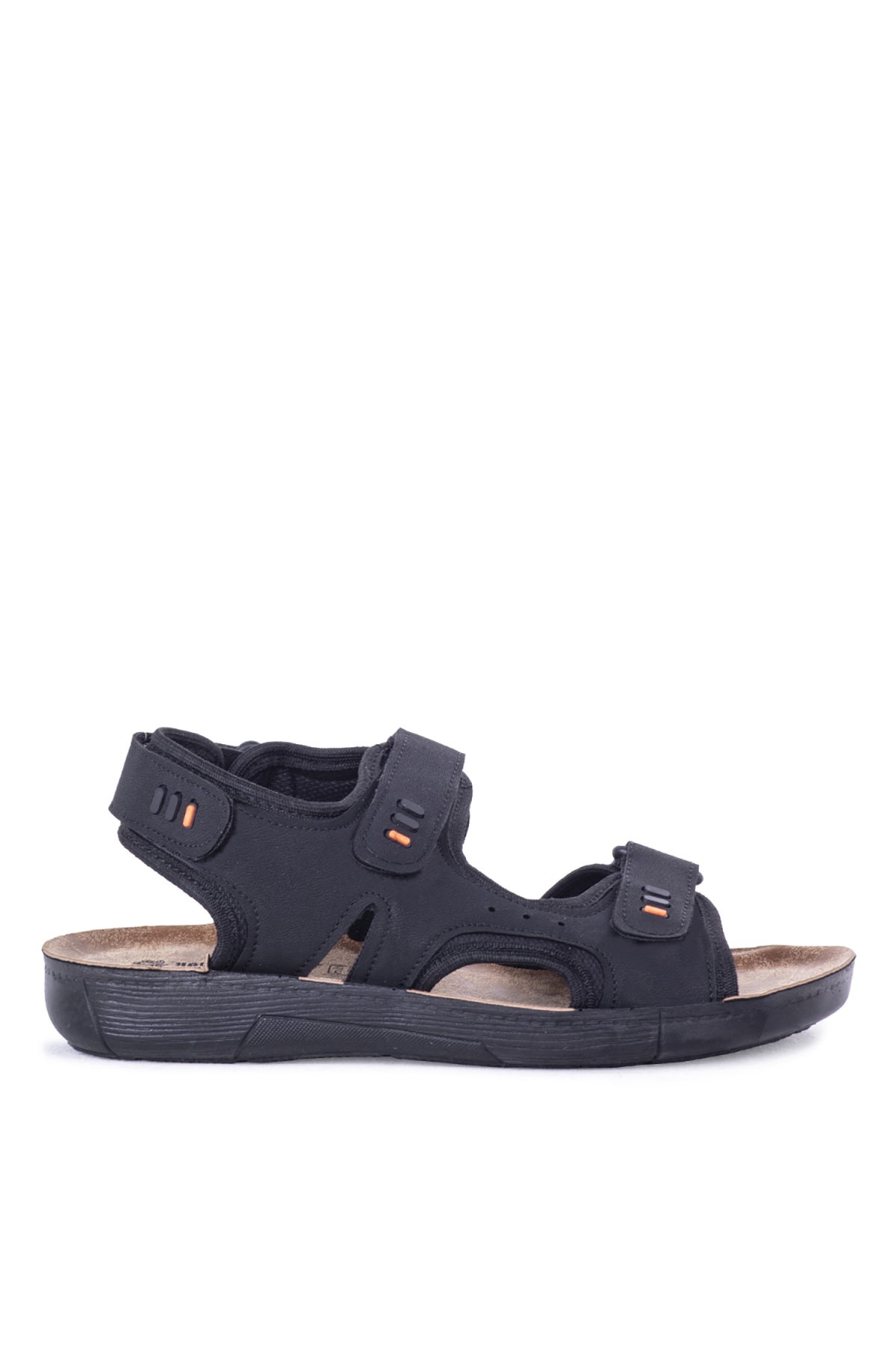 Yulo Yazlık Erkek Günlük Sandalet Tam Kalıp Cırtlı Siyah - Görsel 2