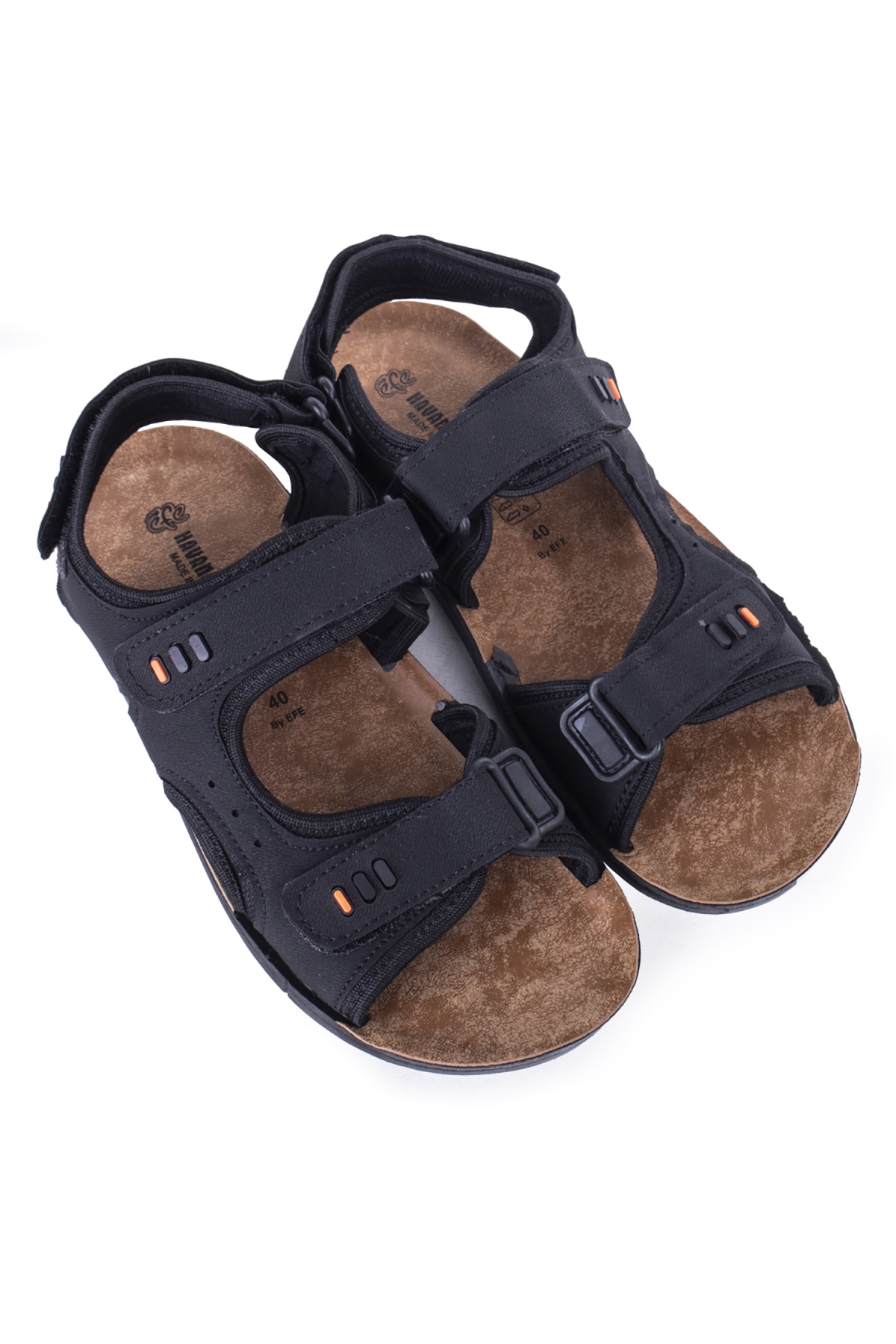 Yulo Yazlık Erkek Günlük Sandalet Tam Kalıp Cırtlı Siyah - Görsel 5