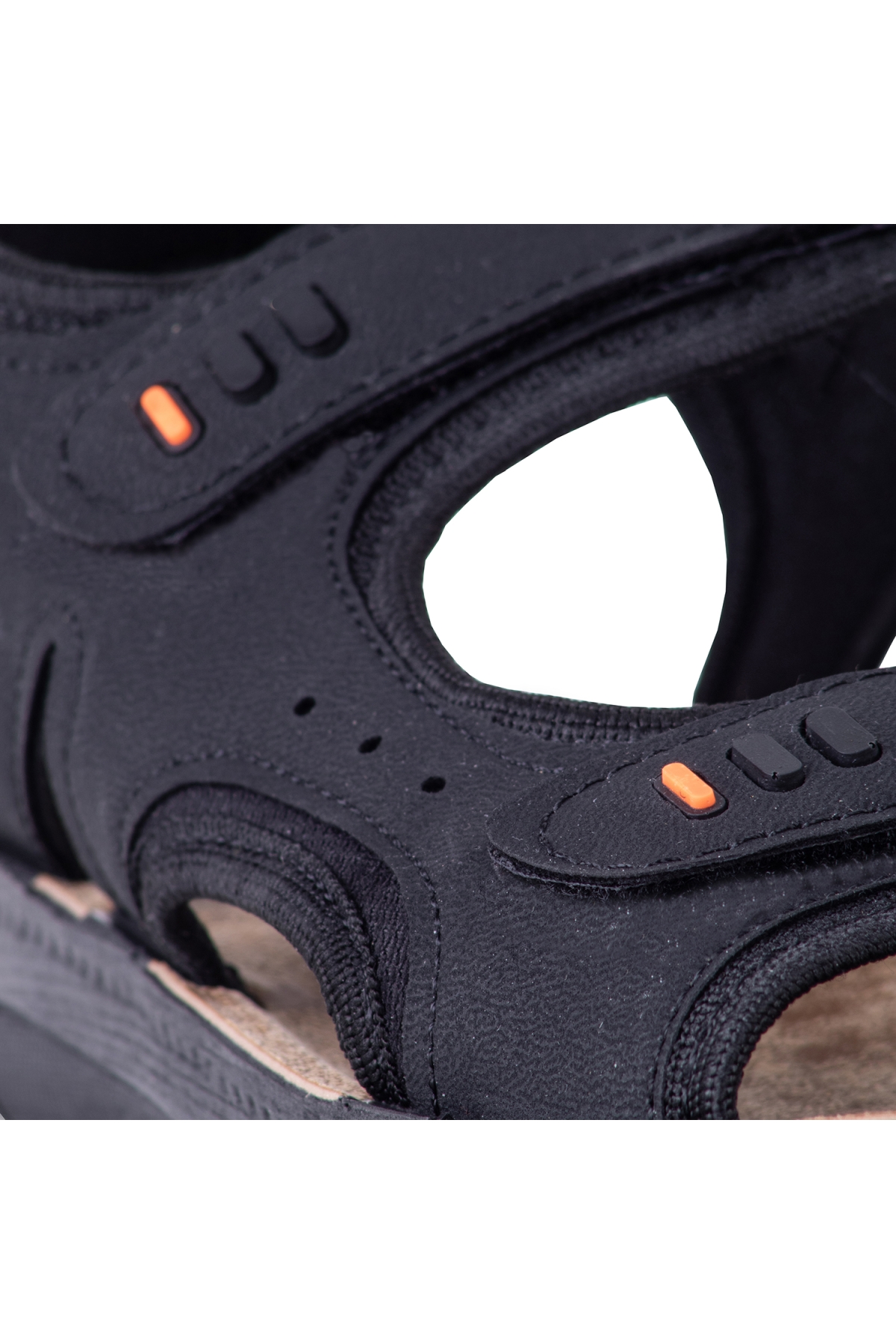 Yulo Yazlık Erkek Günlük Sandalet Tam Kalıp Cırtlı Siyah - Görsel 8