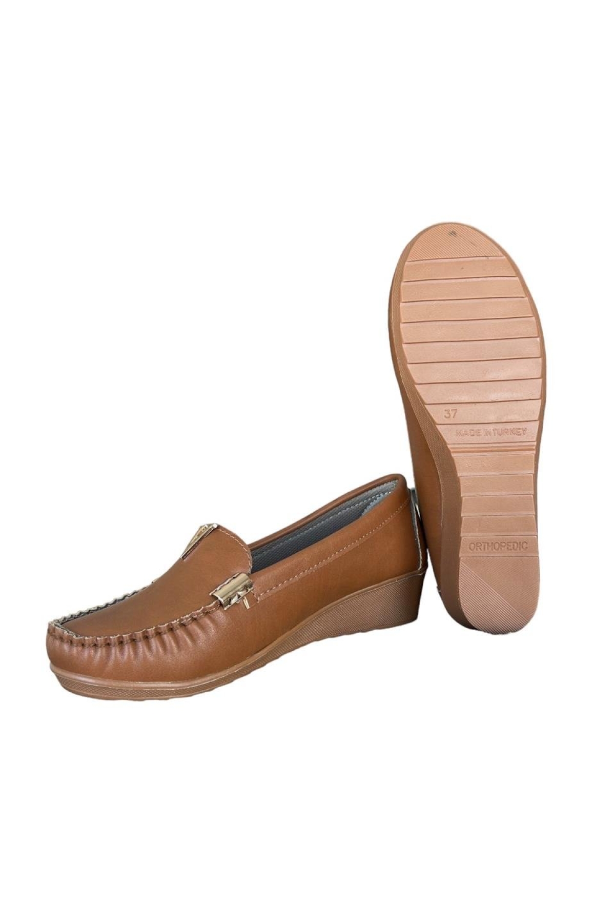 Dolgu Topuk V Toka Kadın Babet Ayakkabı TABA - Görsel 4