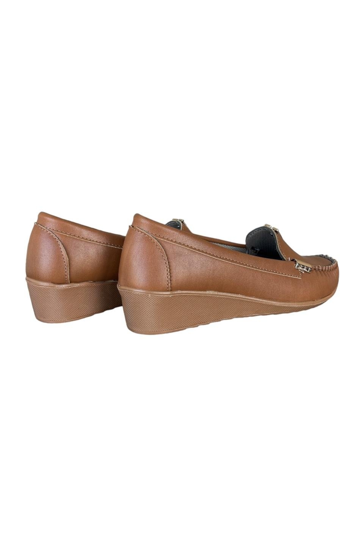 Dolgu Topuk V Toka Kadın Babet Ayakkabı TABA - Görsel 5