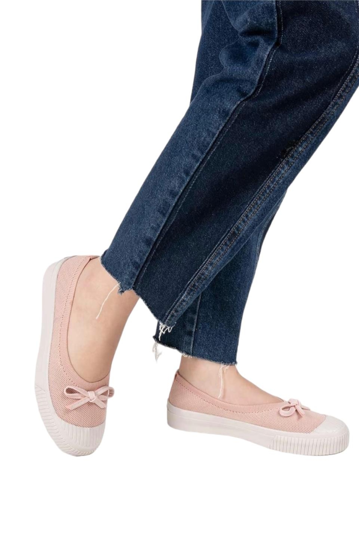 Fiyonklu Triko Kadın Babet Ayakkabı PUDRA - Görsel 2