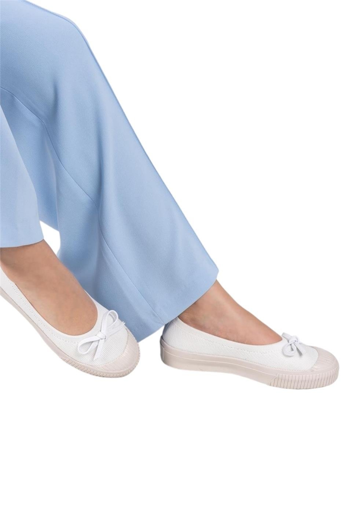 Liger Pembe Liger Fiyonklu Triko Kadın Babet Ayakkabı