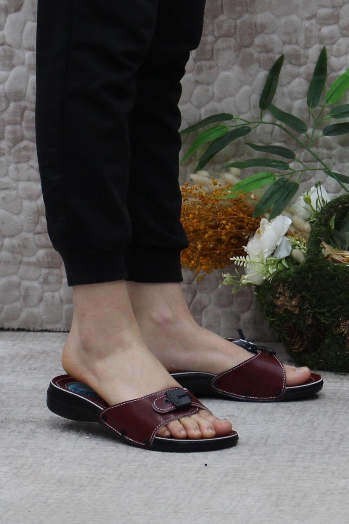 6500-1 Kırmızı Rahat Ortapedik Kadın Terlik - Görsel 2