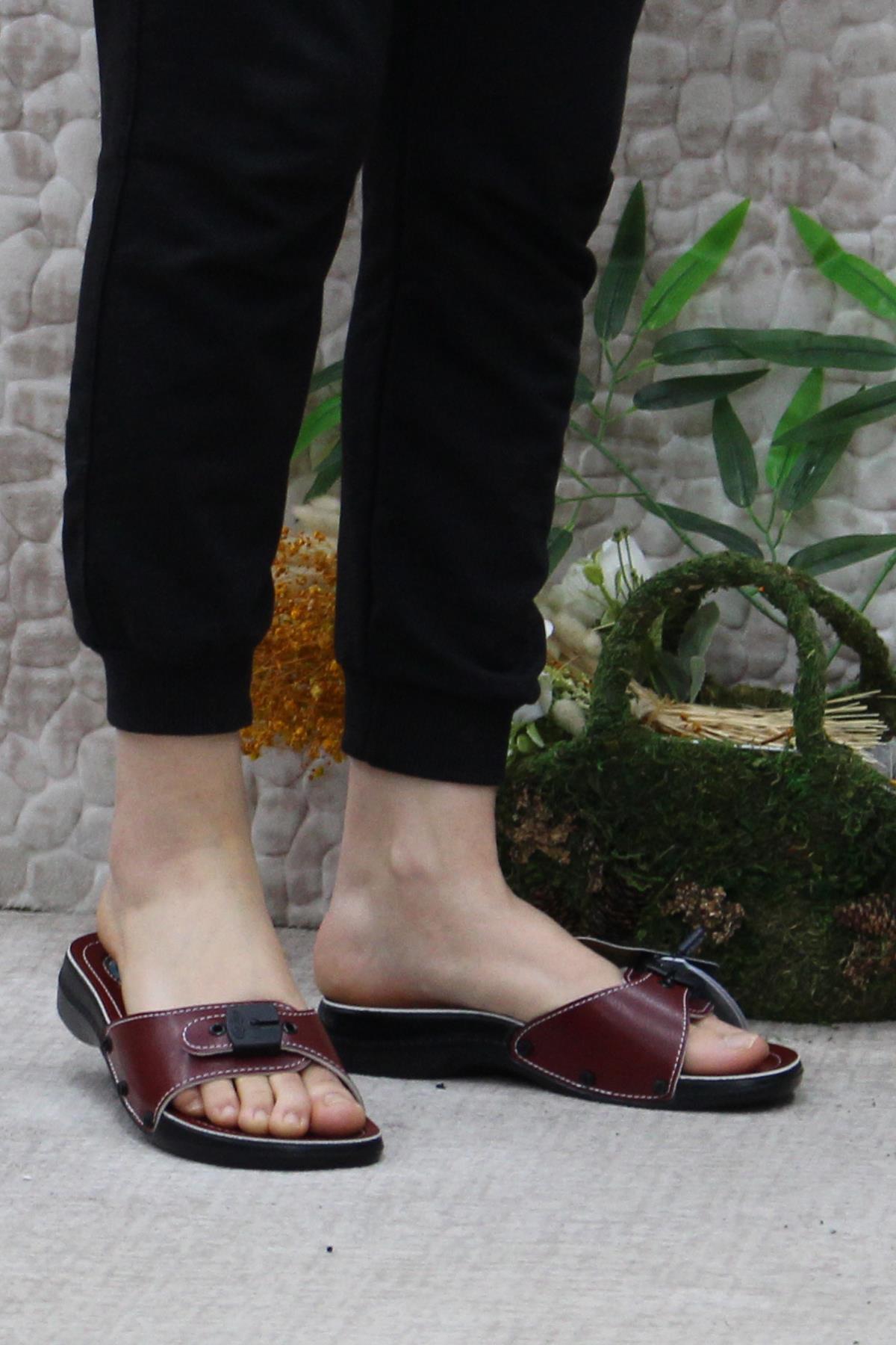 6500-1 Kırmızı Rahat Ortapedik Kadın Terlik - Görsel 3