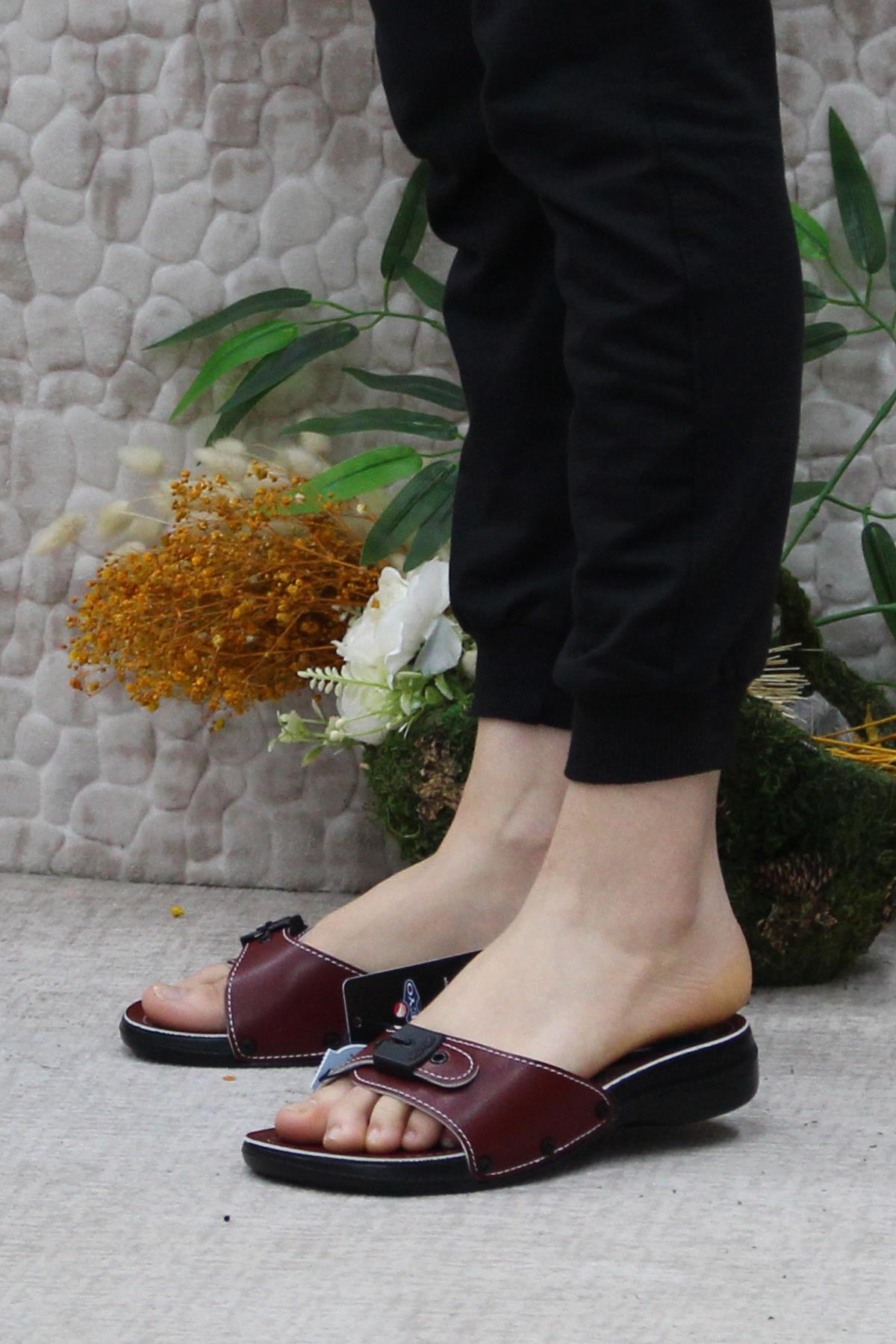 6500-1 Kırmızı Rahat Ortapedik Kadın Terlik - Görsel 4