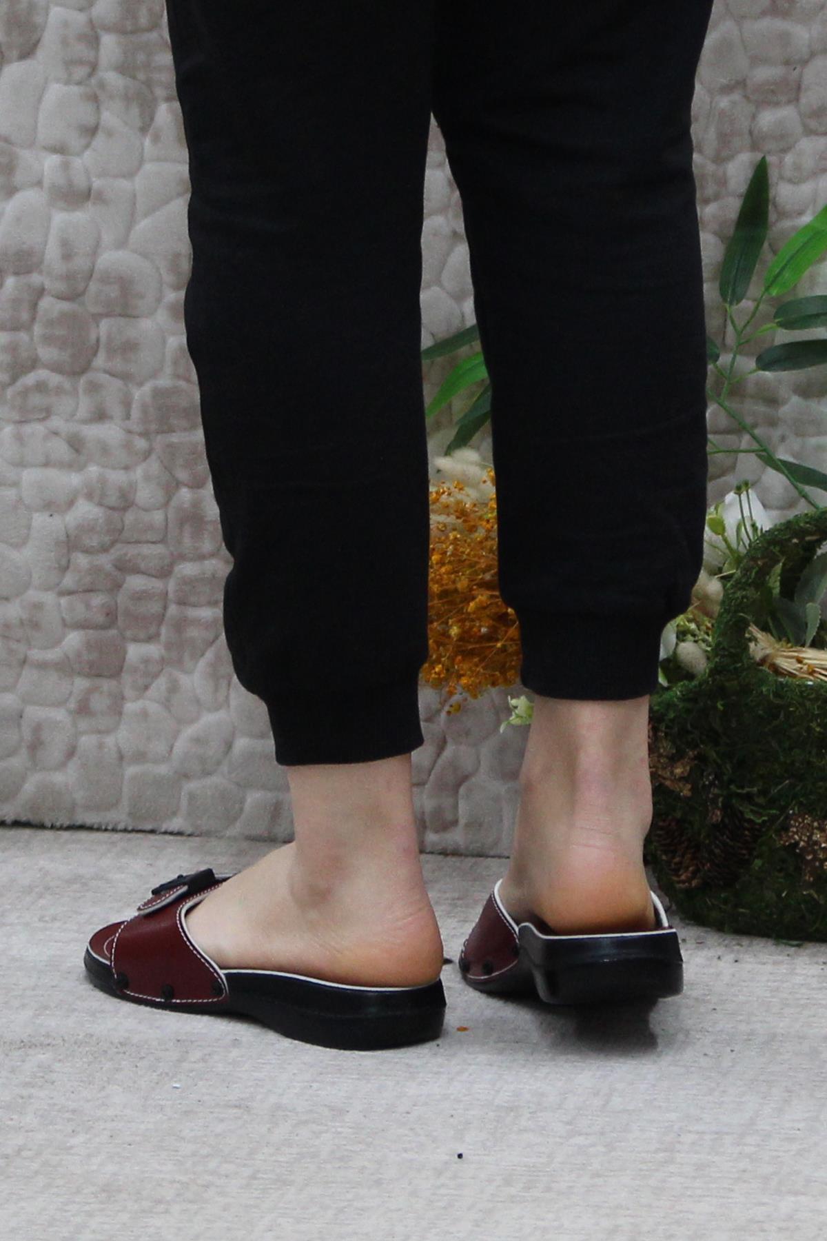 6500-1 Kırmızı Rahat Ortapedik Kadın Terlik - Görsel 5